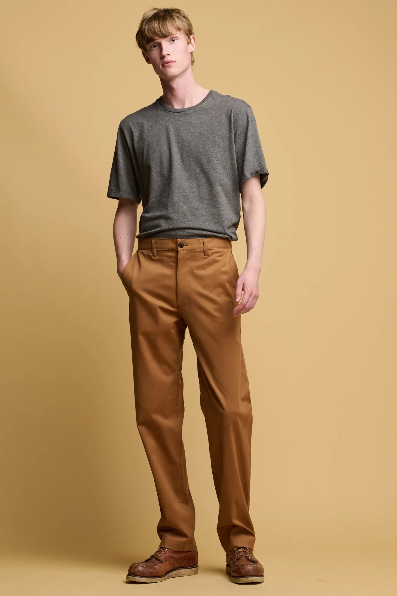 Men's Slim Lightweight Stretch Cotton Twill Chinos - Tobacco