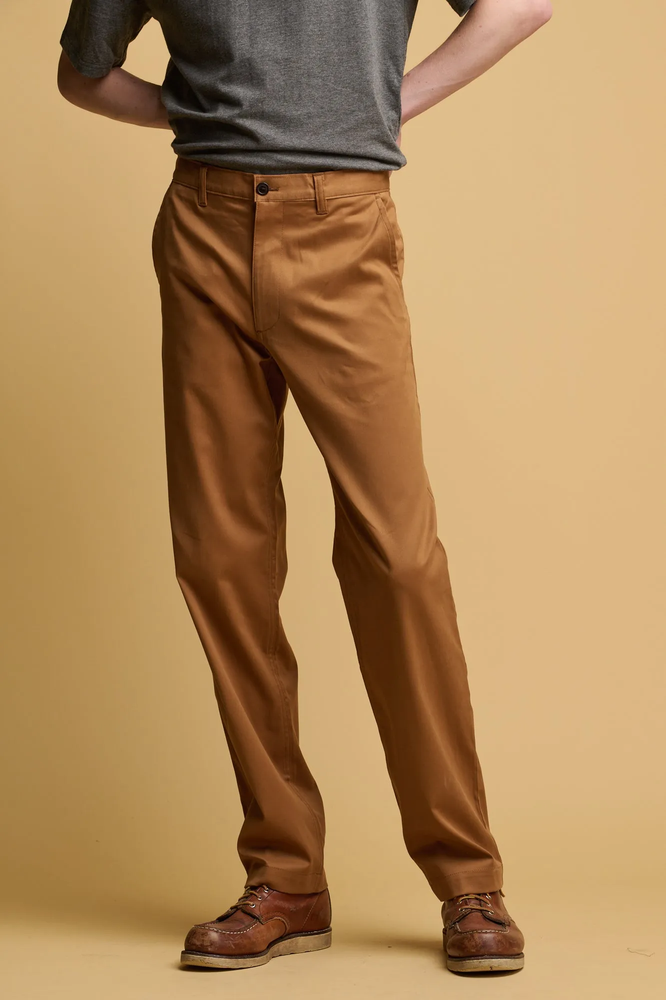 Men's Slim Lightweight Stretch Cotton Twill Chinos - Tobacco