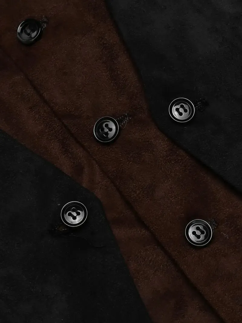 Men's Waistcoat Suede Vest Layered Style Dress Vest