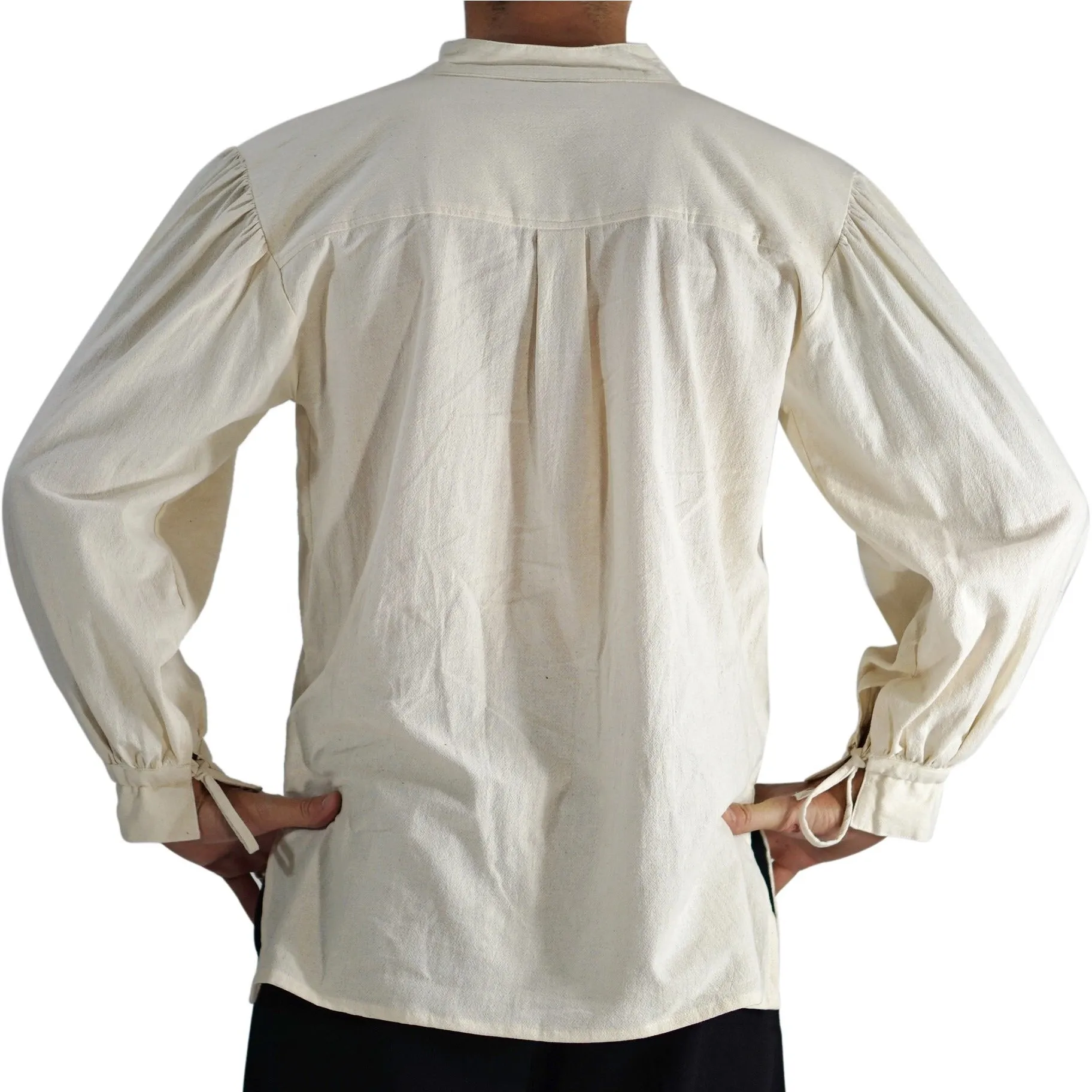 'Merchant' Renaissance Shirt, High Collar - Cream