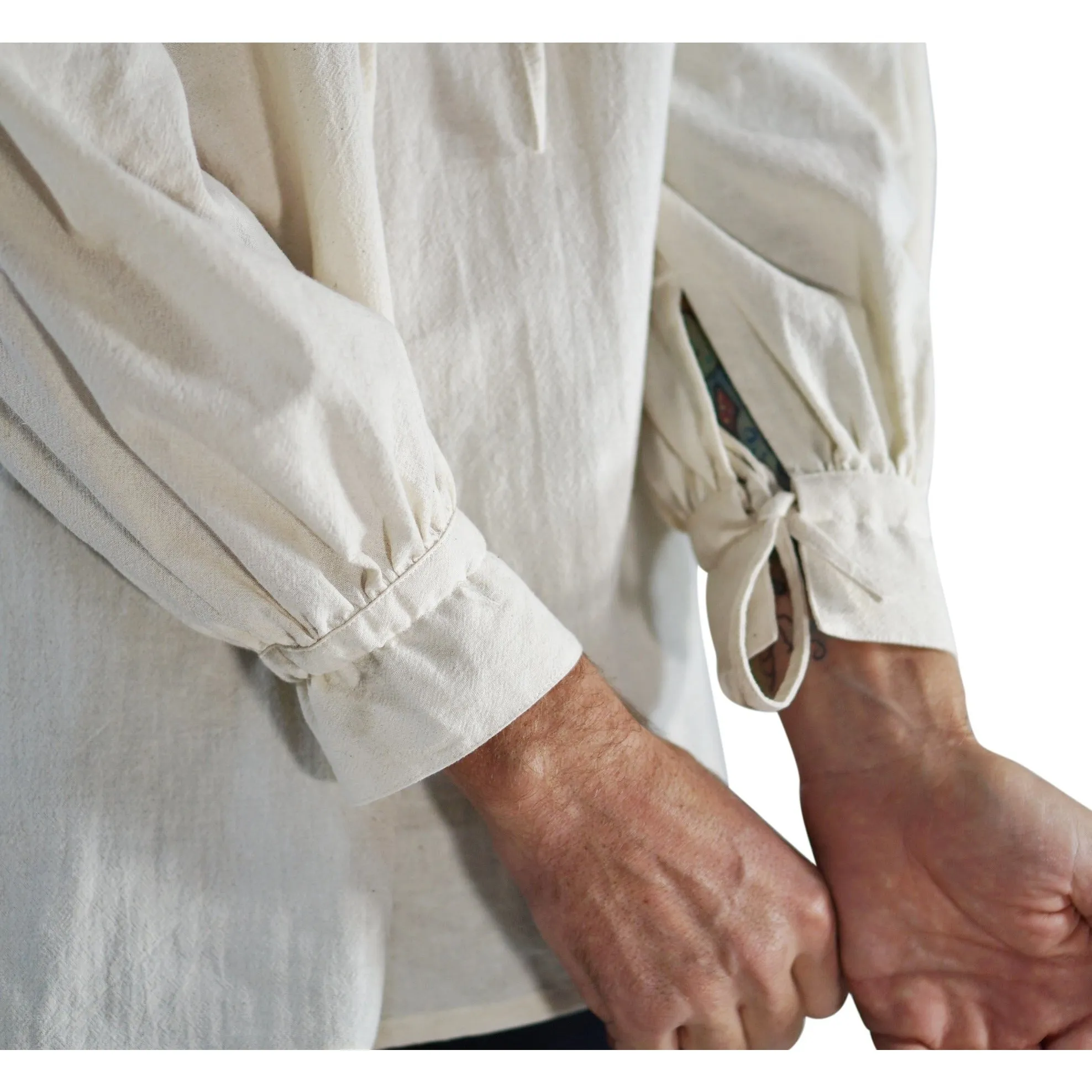 'Merchant' Renaissance Shirt, High Collar - Cream
