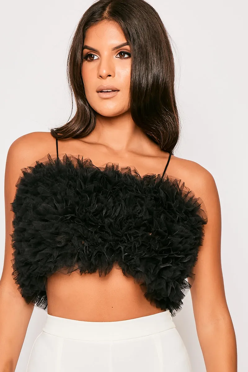 Micah - Black Tulle Crop Top