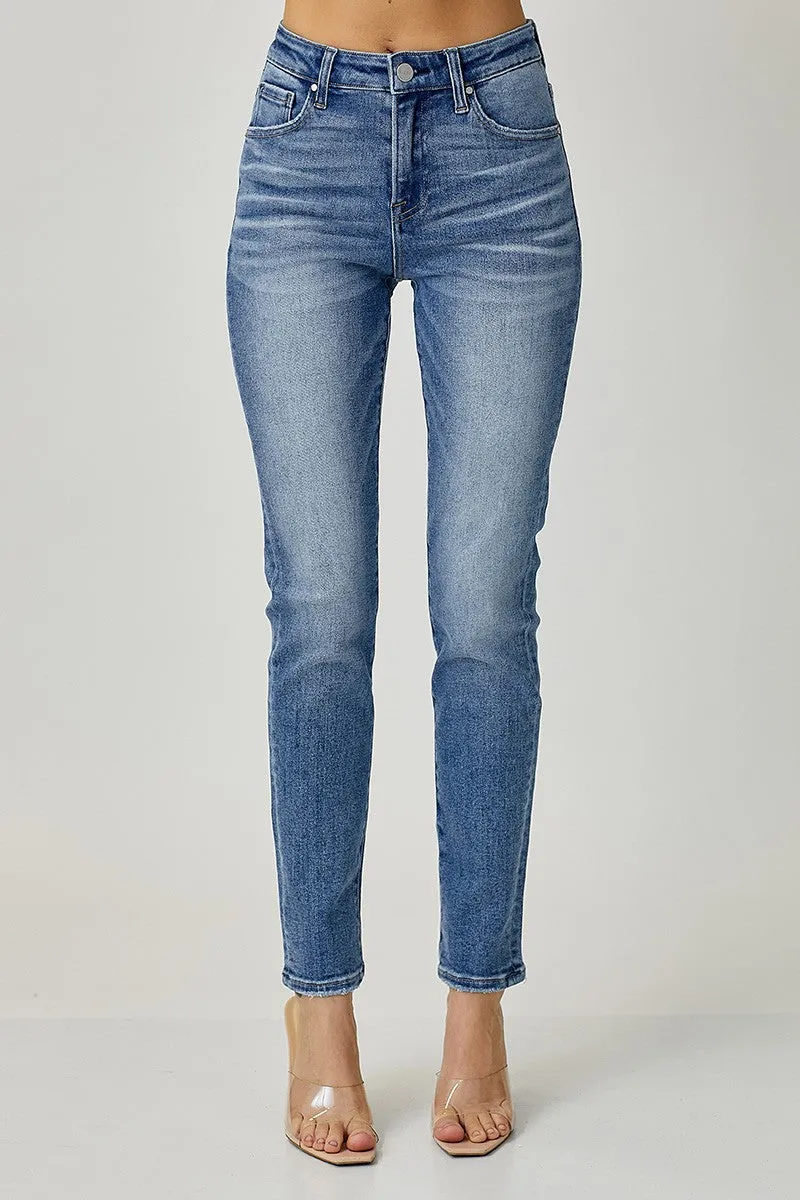 Mid Rise Relaxed Skinny Jeans - Medium Wash