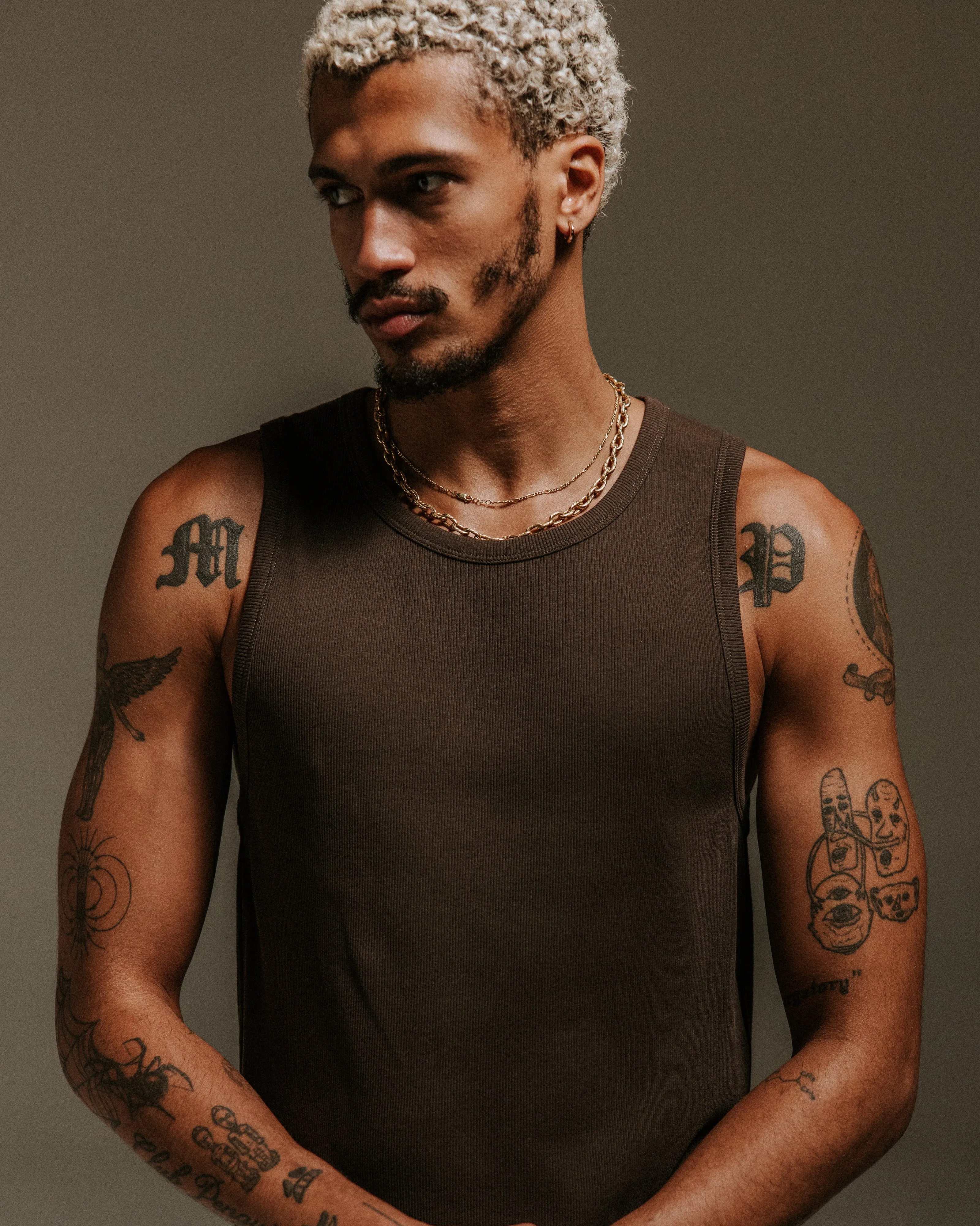 Montague - Brown Ribbed Organic Cotton Vest
