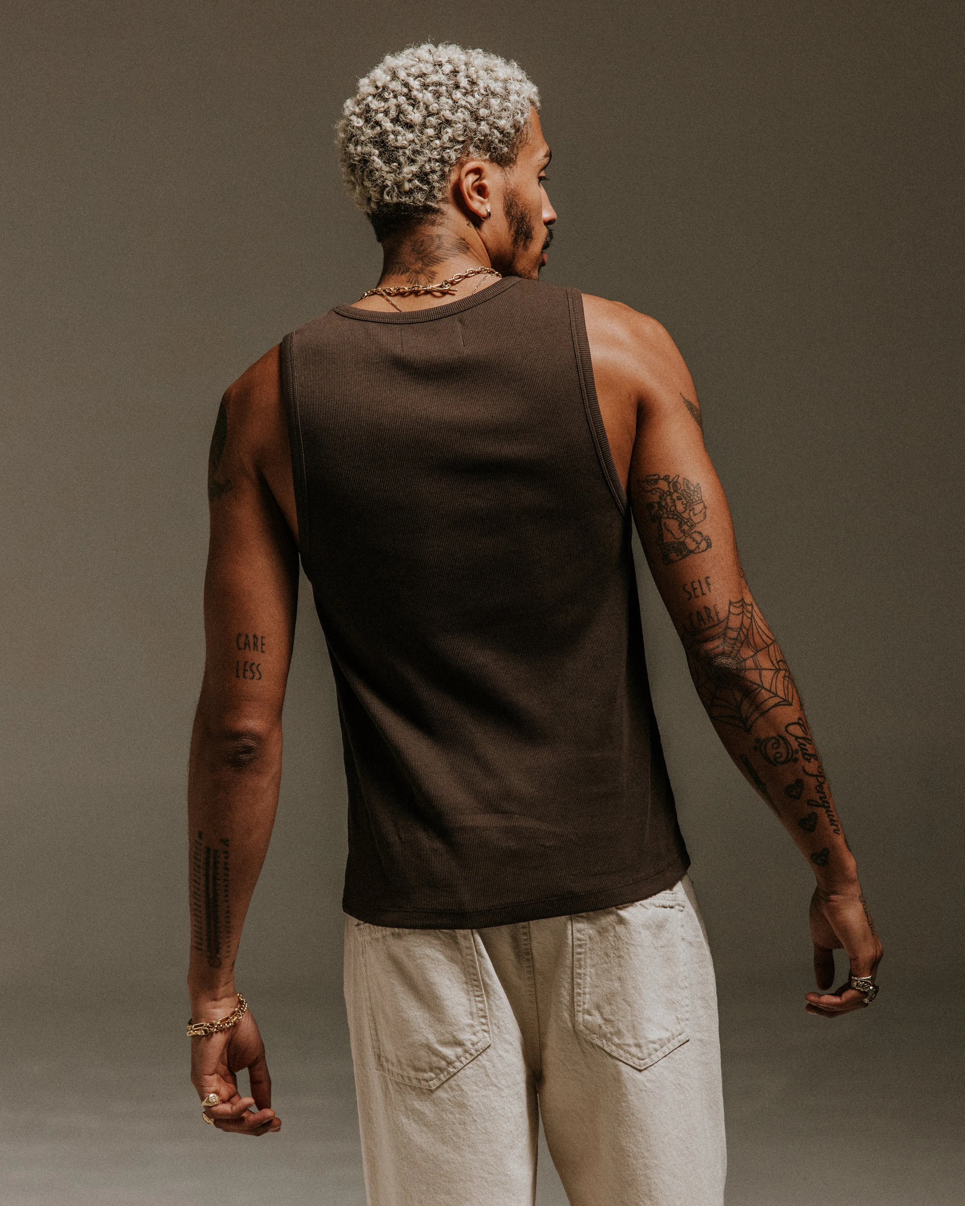 Montague - Brown Ribbed Organic Cotton Vest