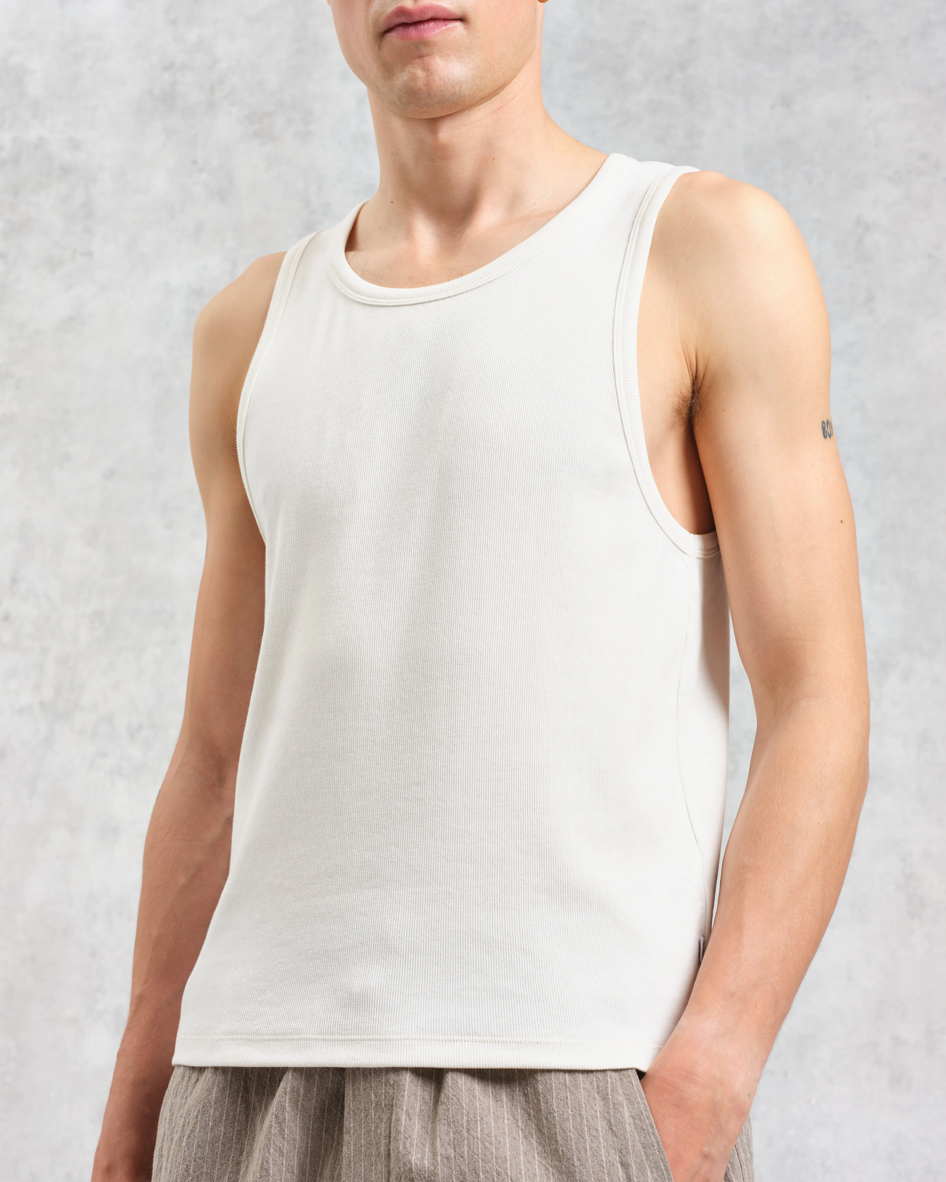 Montague - Ecru Ribbed Organic Cotton Vest