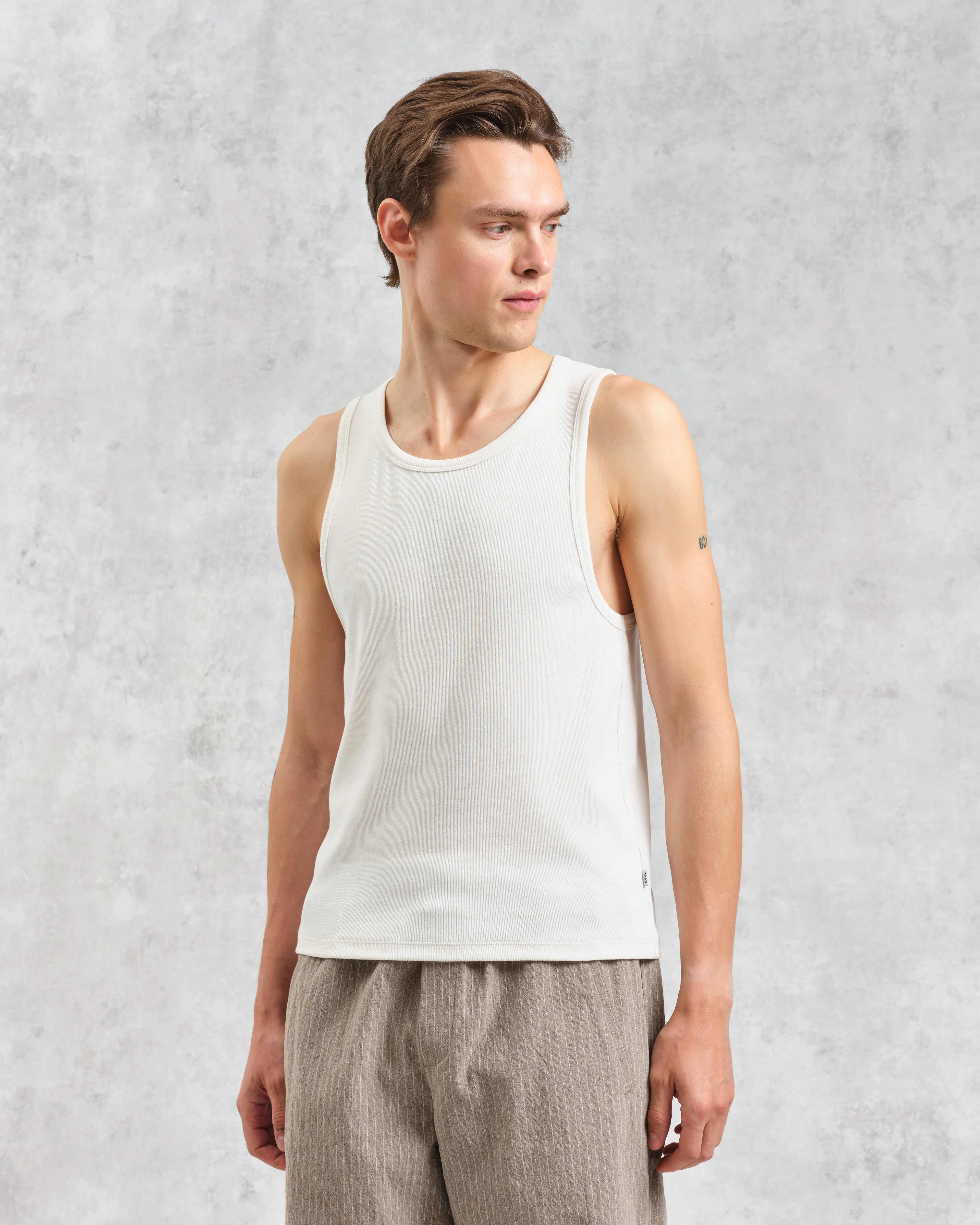 Montague - Ecru Ribbed Organic Cotton Vest