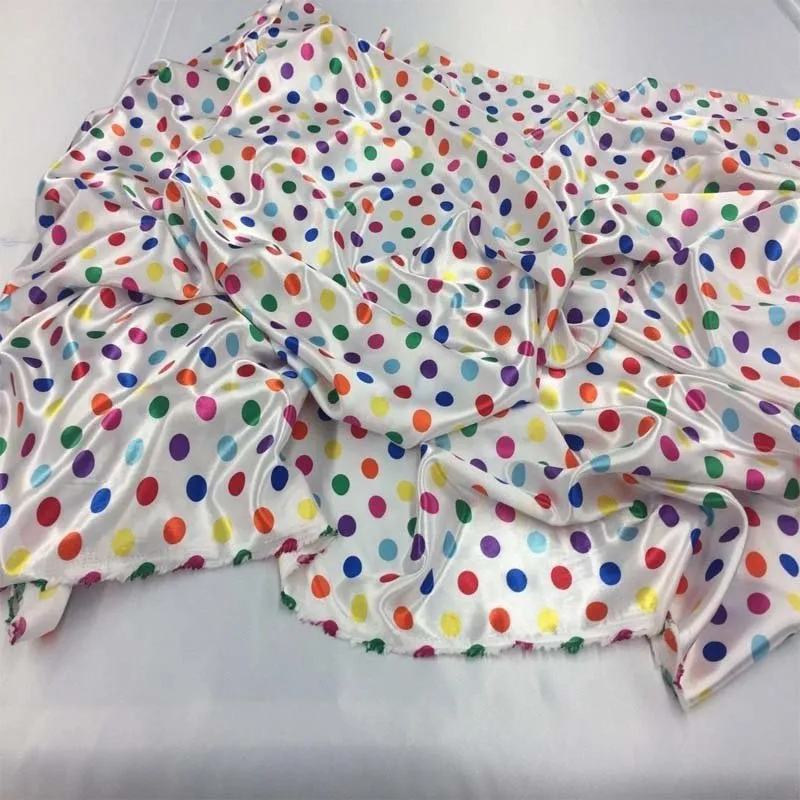 Multi Color/ Silky 1/2 inches/ Polka Dot Fabric / Satin Fabric