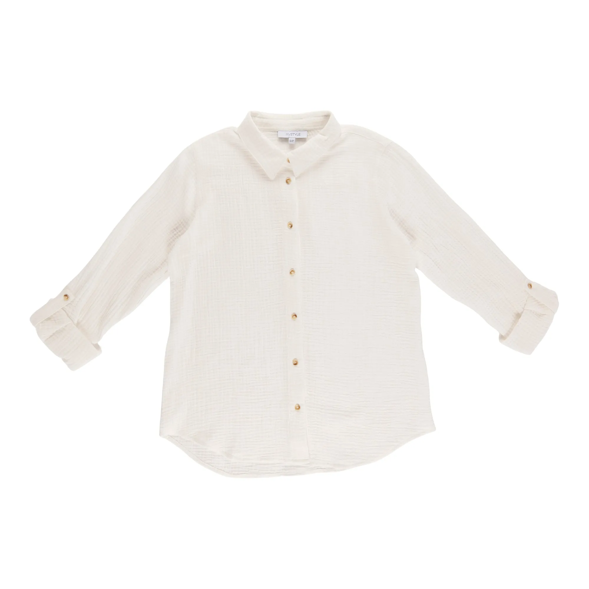 mySTYLE Women's Crinkle Button-Up Shirt