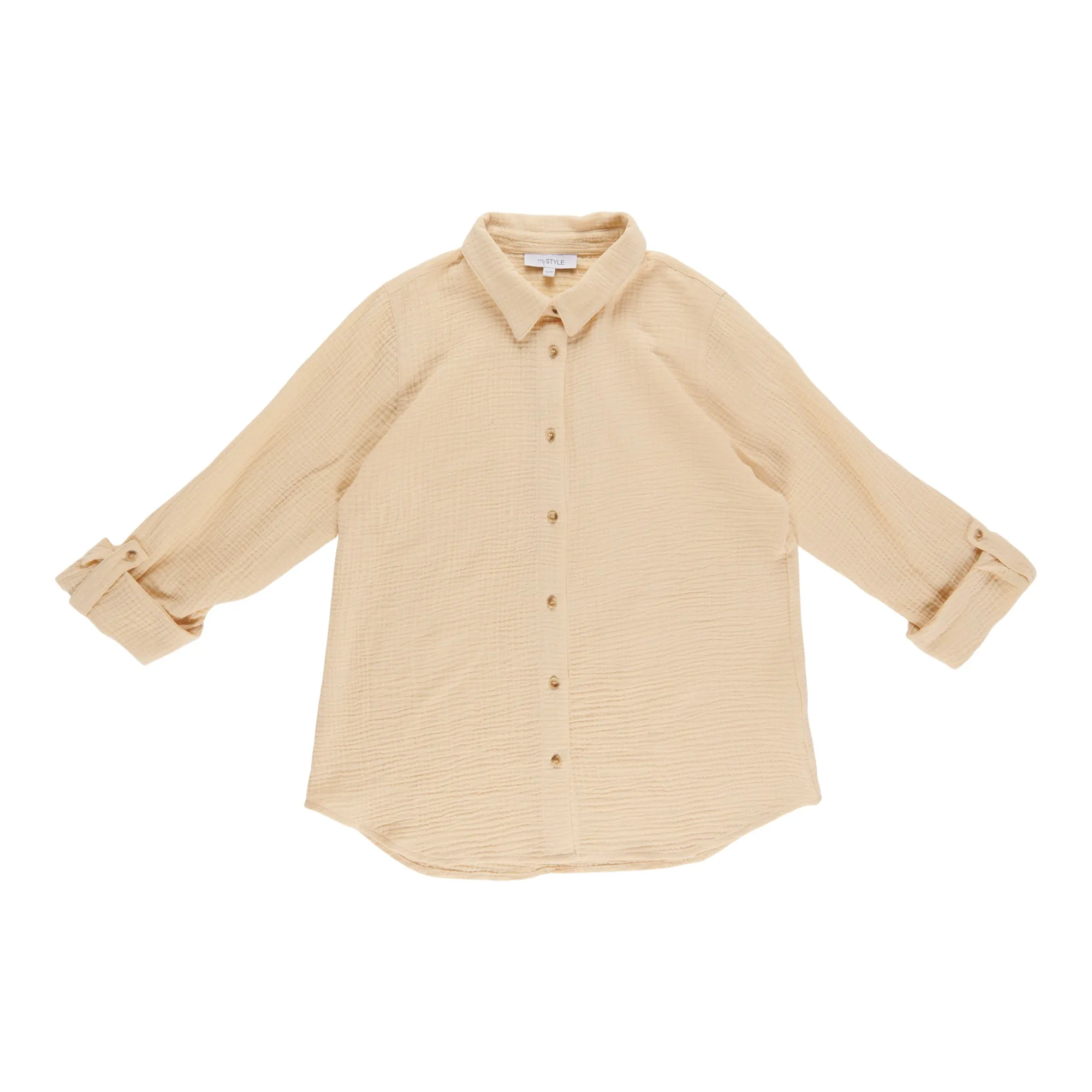 mySTYLE Women's Crinkle Button-Up Shirt