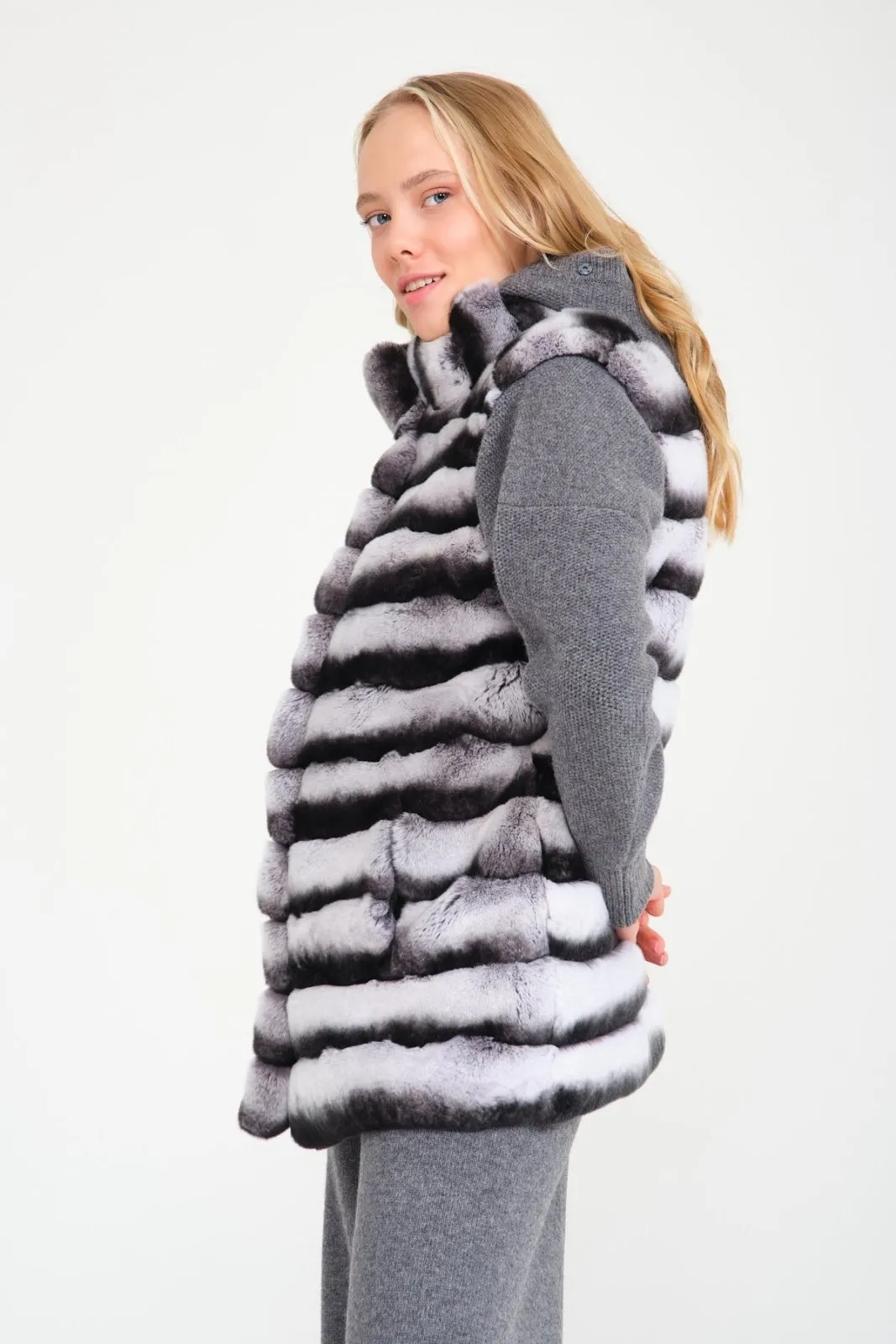 Naturel Grey Rex Fur Vest