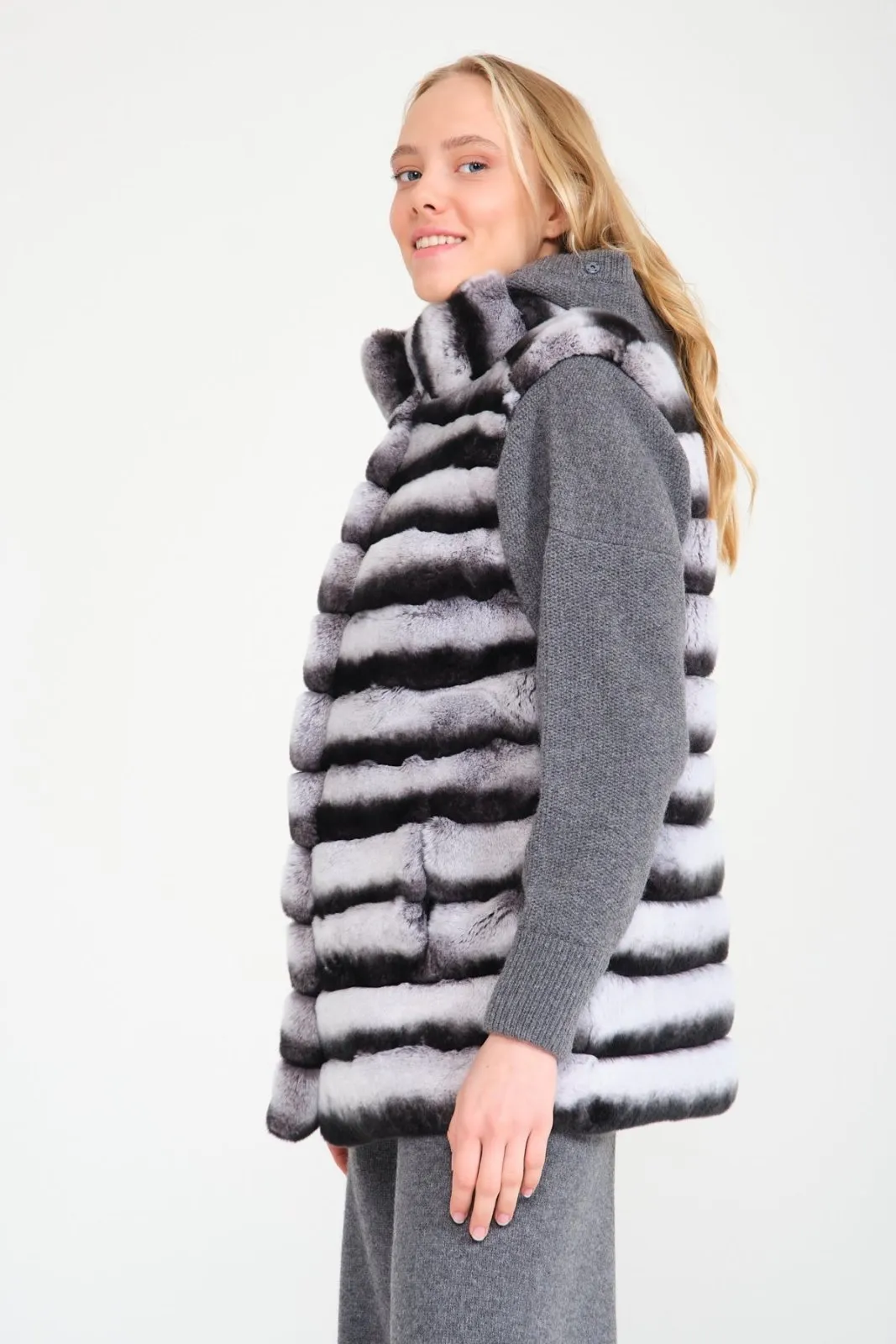 Naturel Grey Rex Fur Vest