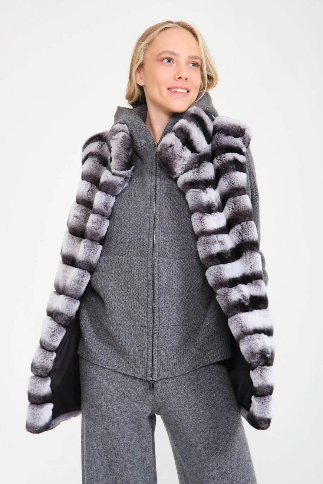 Naturel Grey Rex Fur Vest