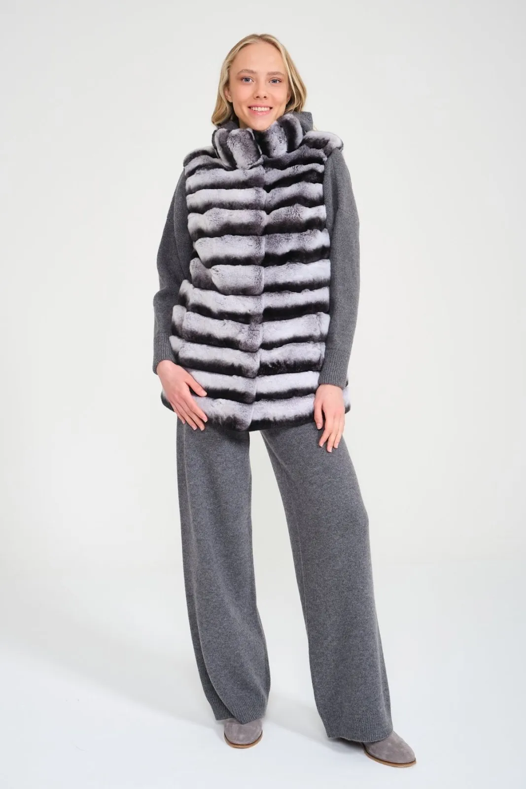 Naturel Grey Rex Fur Vest