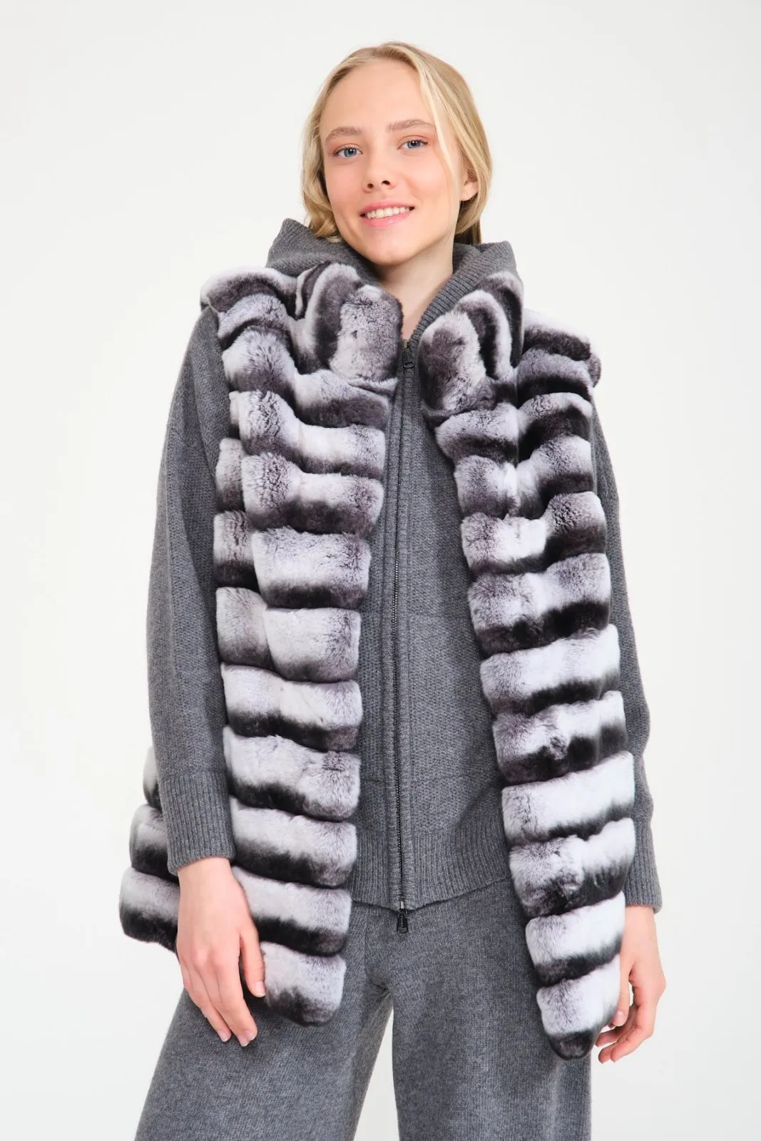 Naturel Grey Rex Fur Vest