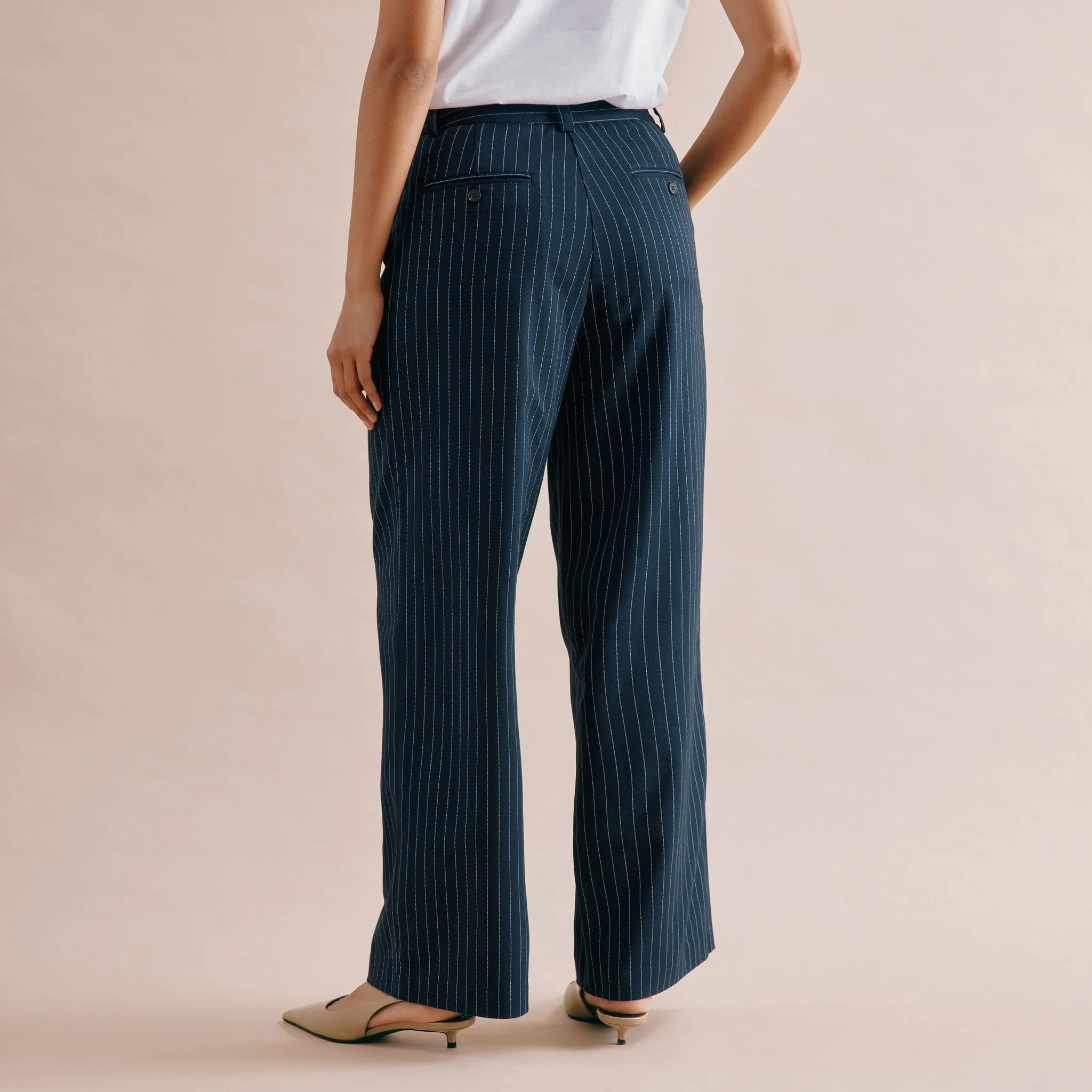 Navy Pinstripe Trouser