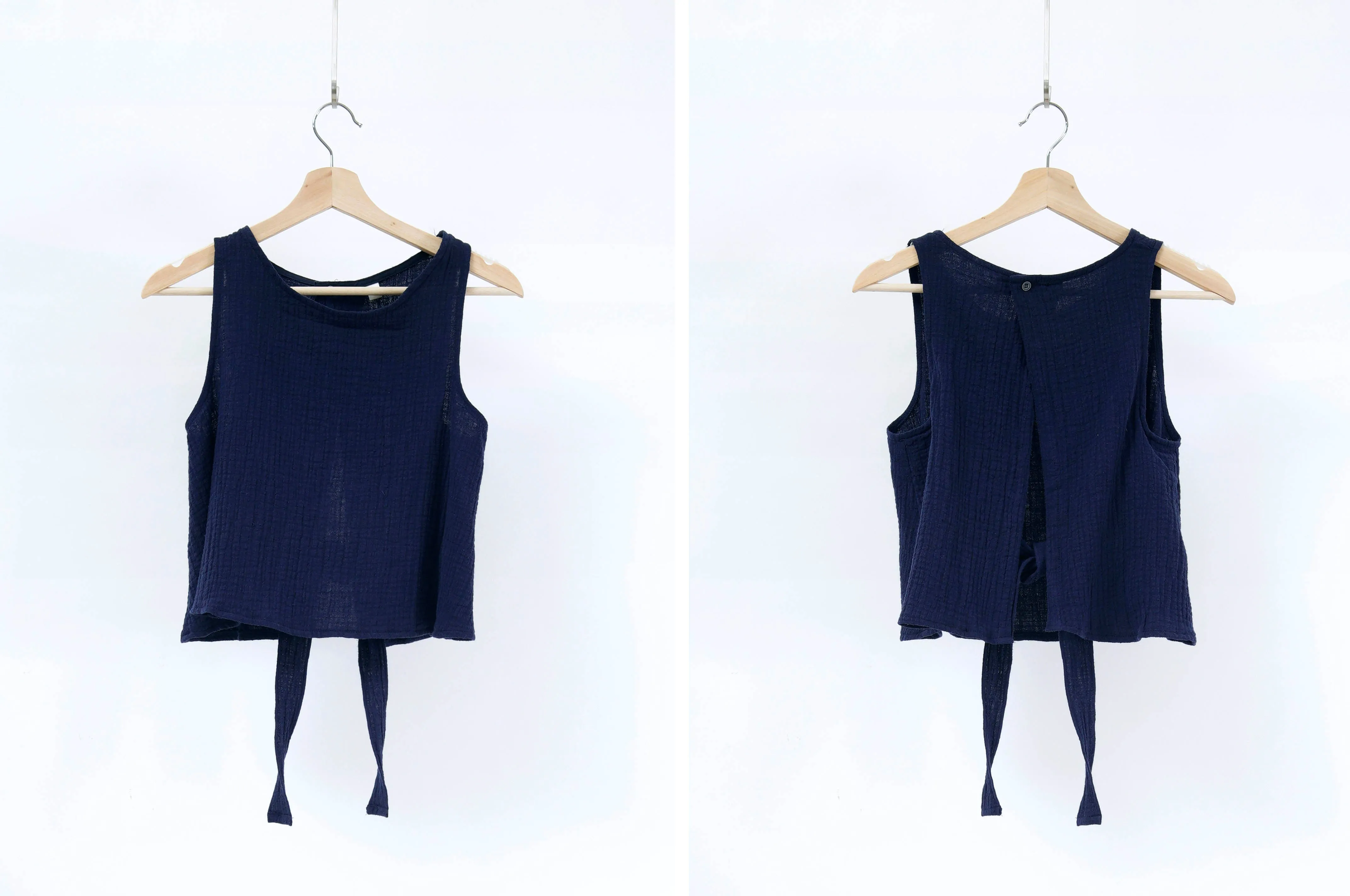 Navy texture vest w/ detail back