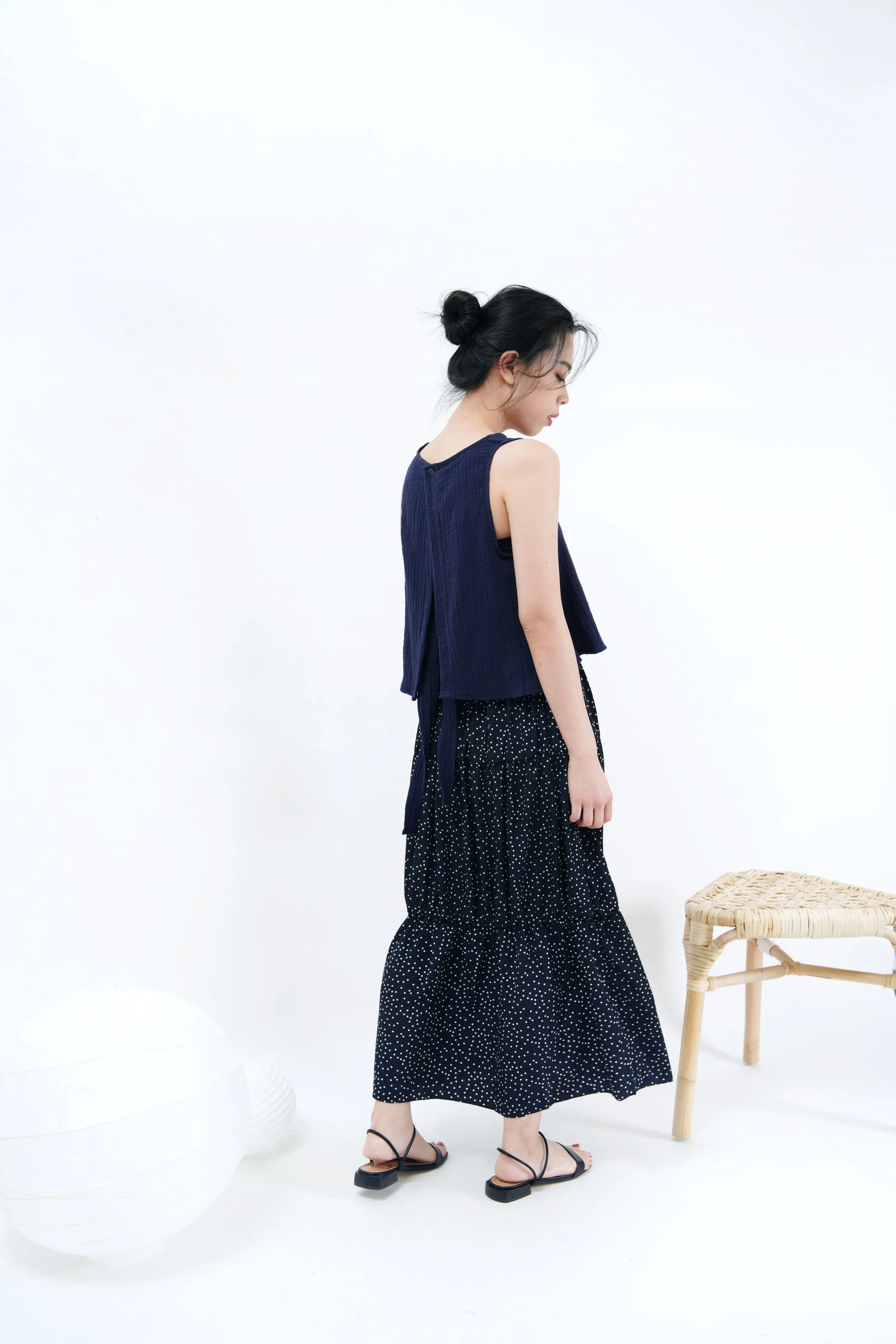 Navy texture vest w/ detail back