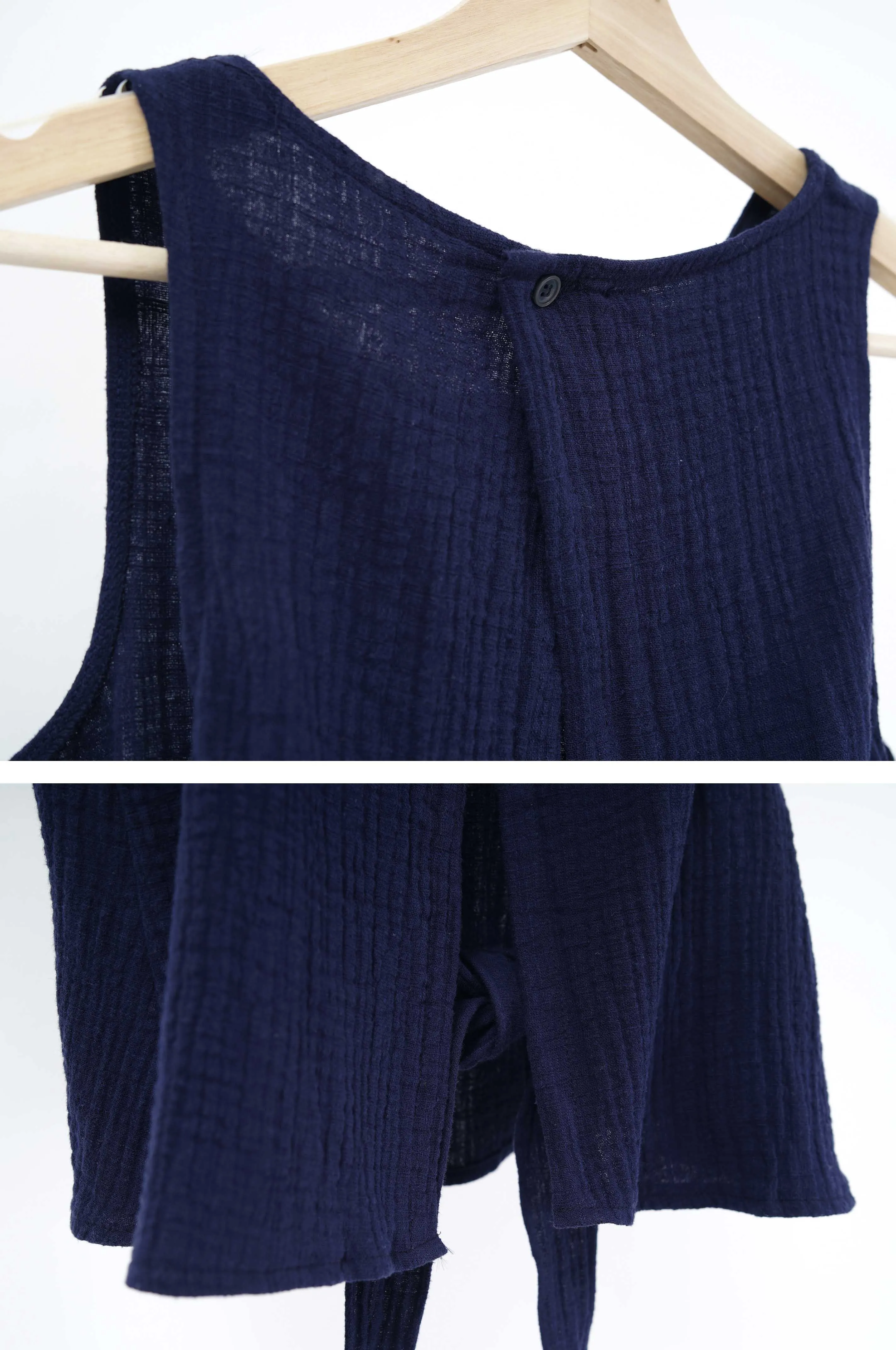 Navy texture vest w/ detail back