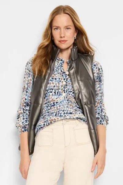 Nic   Zoe Metallic Faux Leather Puffer Vest