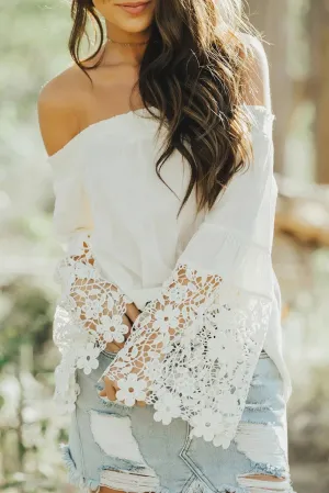 Off Shoulder Crochet Hem Top