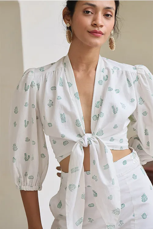 Okhai "Imania" Handblock Printed Cotton Tie Top