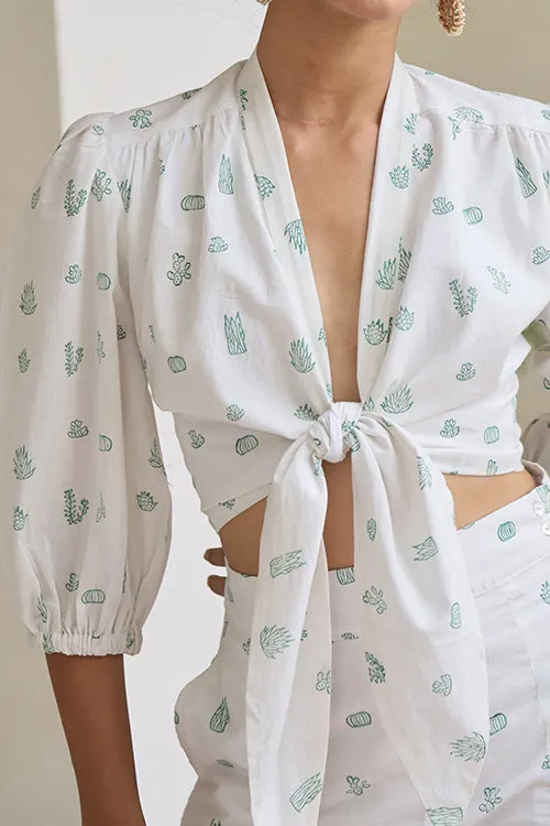 Okhai "Imania" Handblock Printed Cotton Tie Top