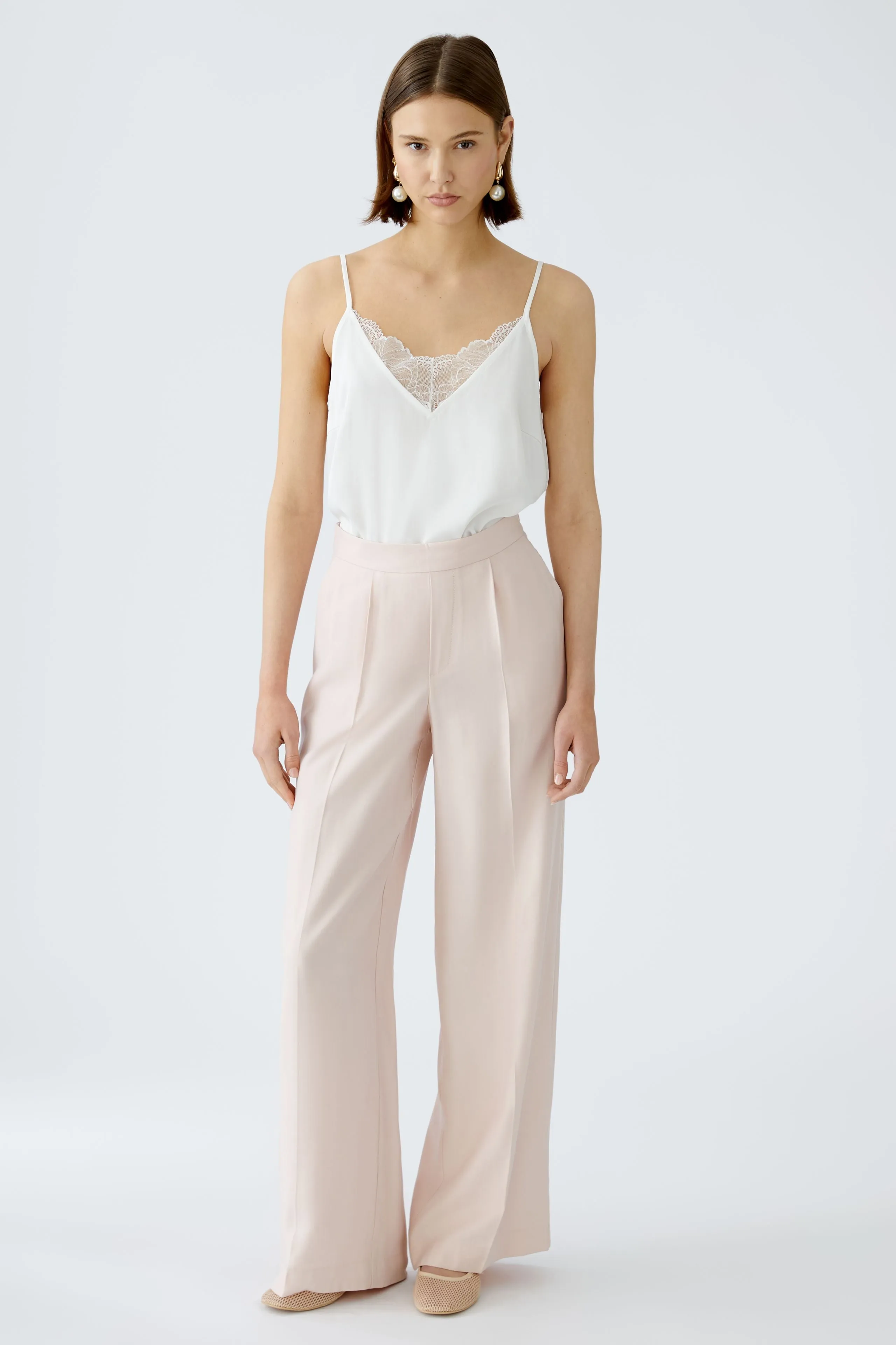 Oui Peach Whip Straight Leg Suit Trousers