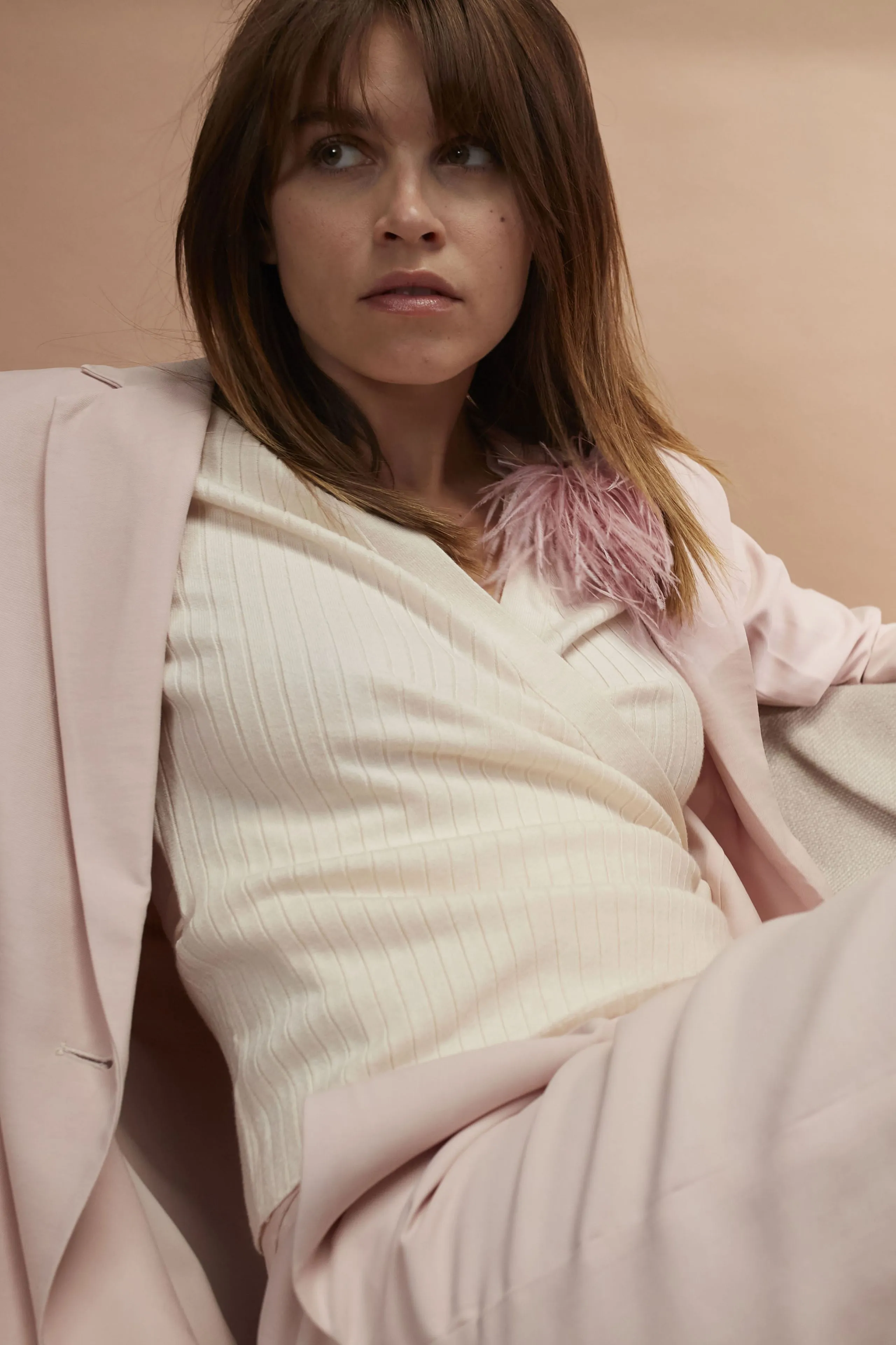 Oui Peach Whip Straight Leg Suit Trousers