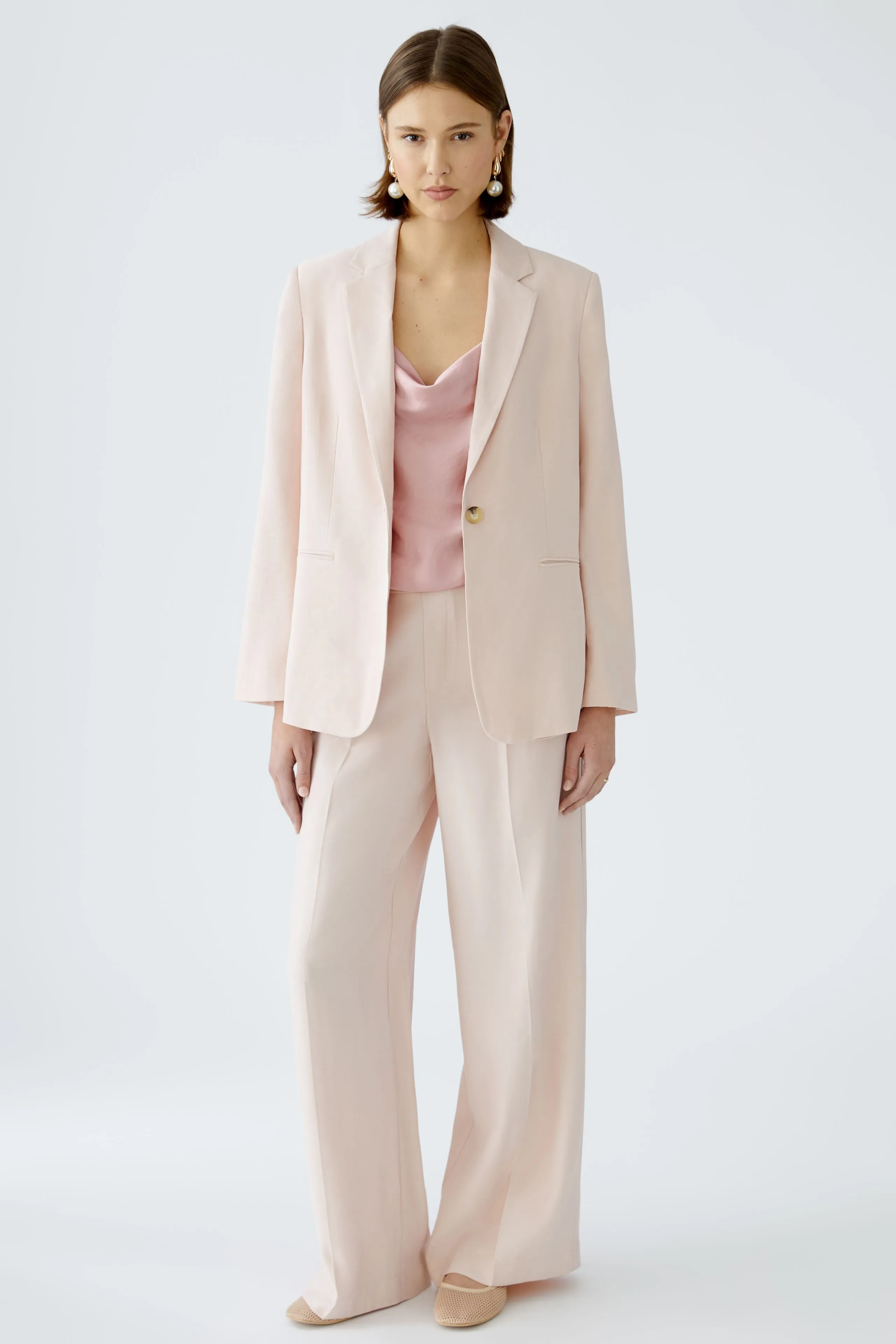 Oui Peach Whip Straight Leg Suit Trousers