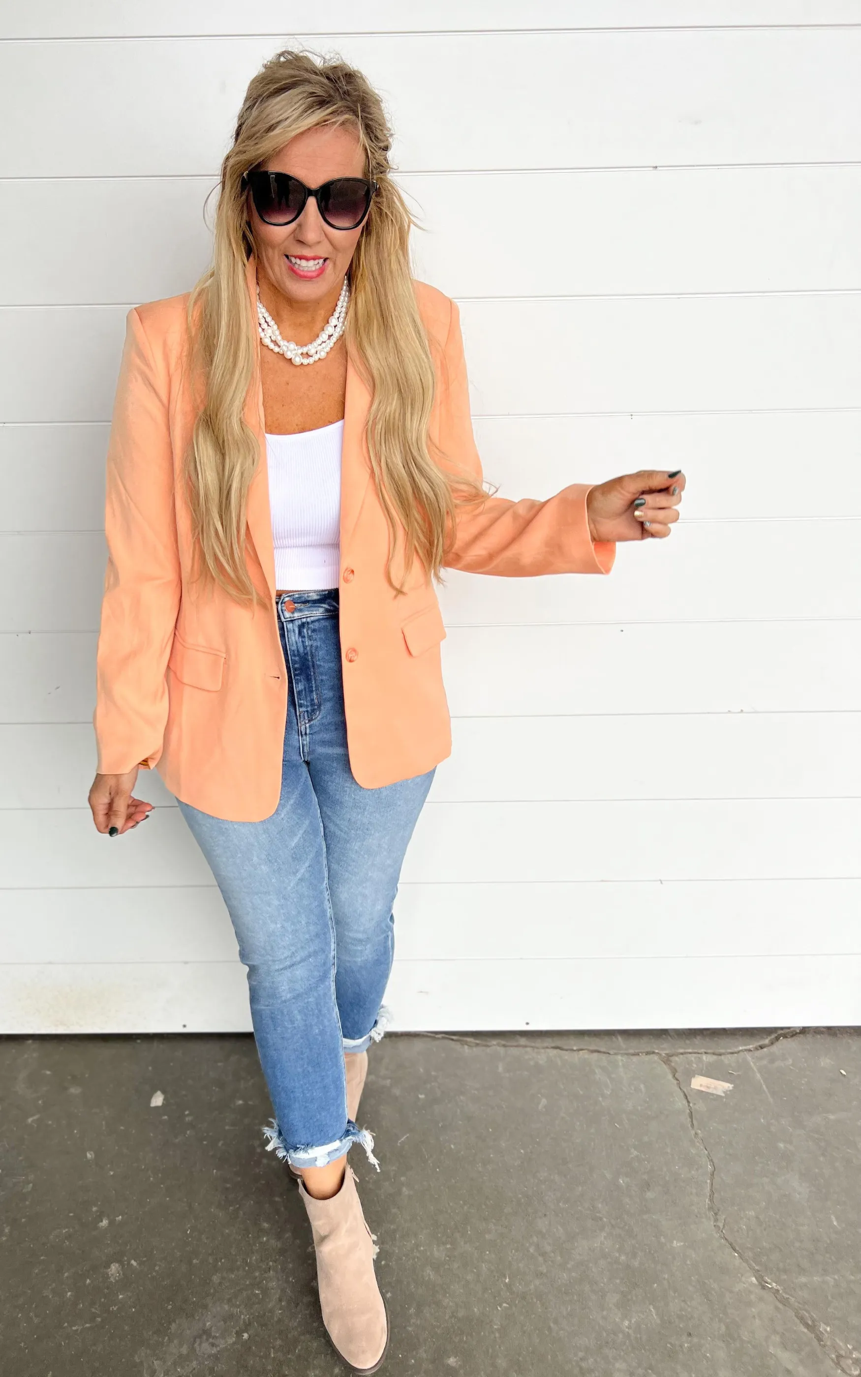 Pale Orange Blazer - White Birch Final Sale