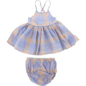 Party Dress - Blue Madras Plaid