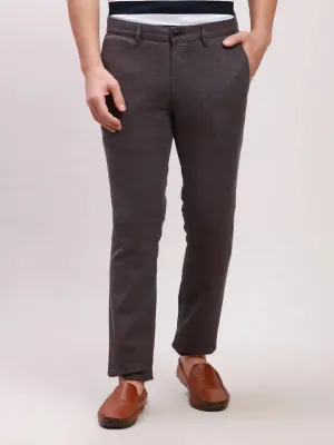 Parx Men Black Yarn Dyed Super Slim Cotton Blend Trousers
