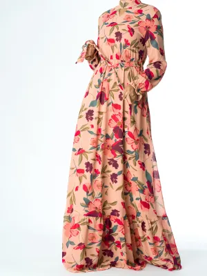 Peach Blush Floral petals maxi dress