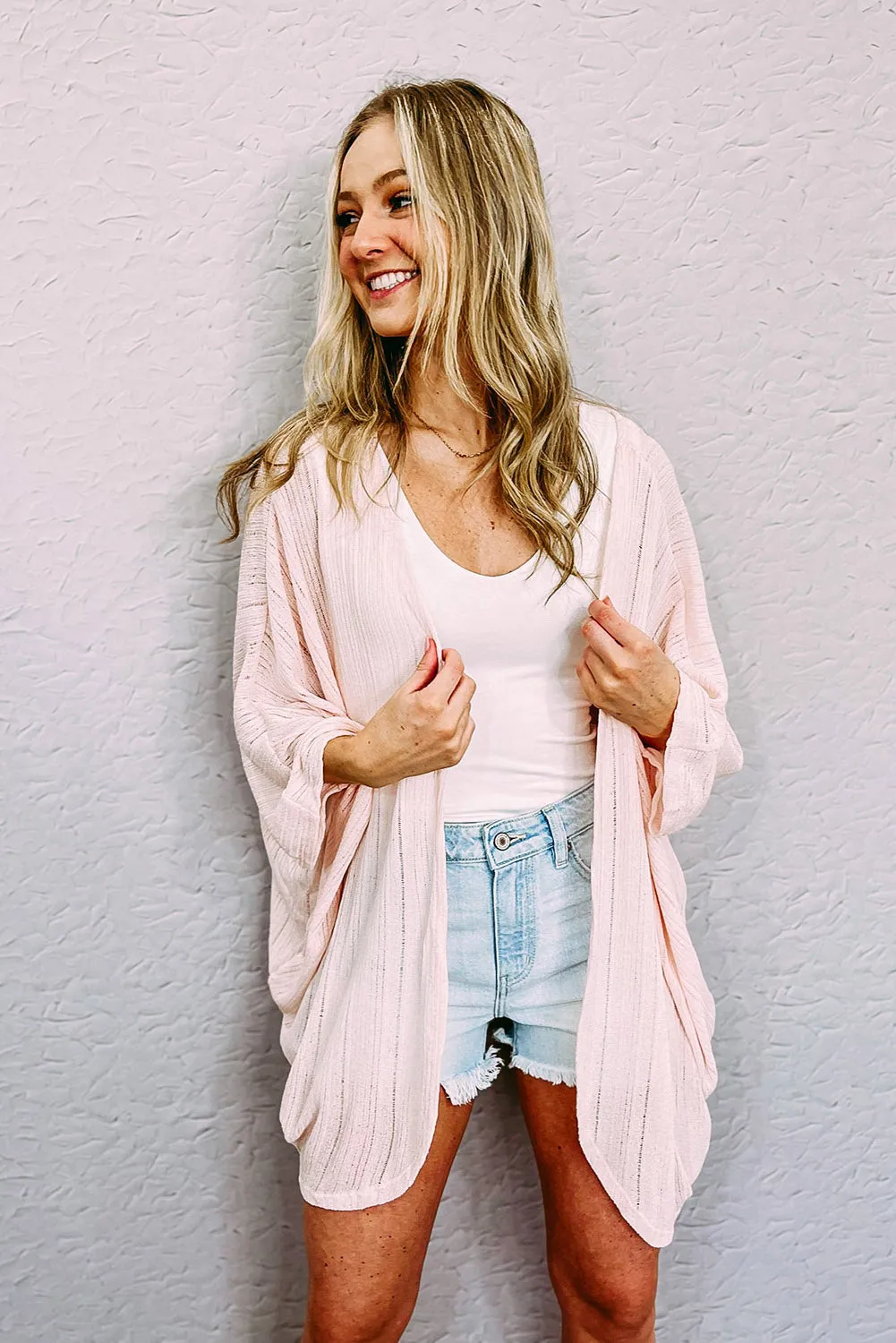 Pink Sheer Lightweight Knit Cardigan