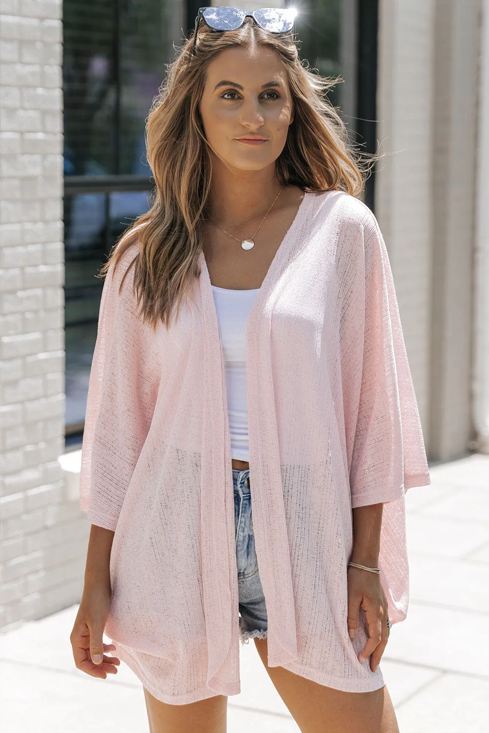 Pink Sheer Lightweight Knit Cardigan