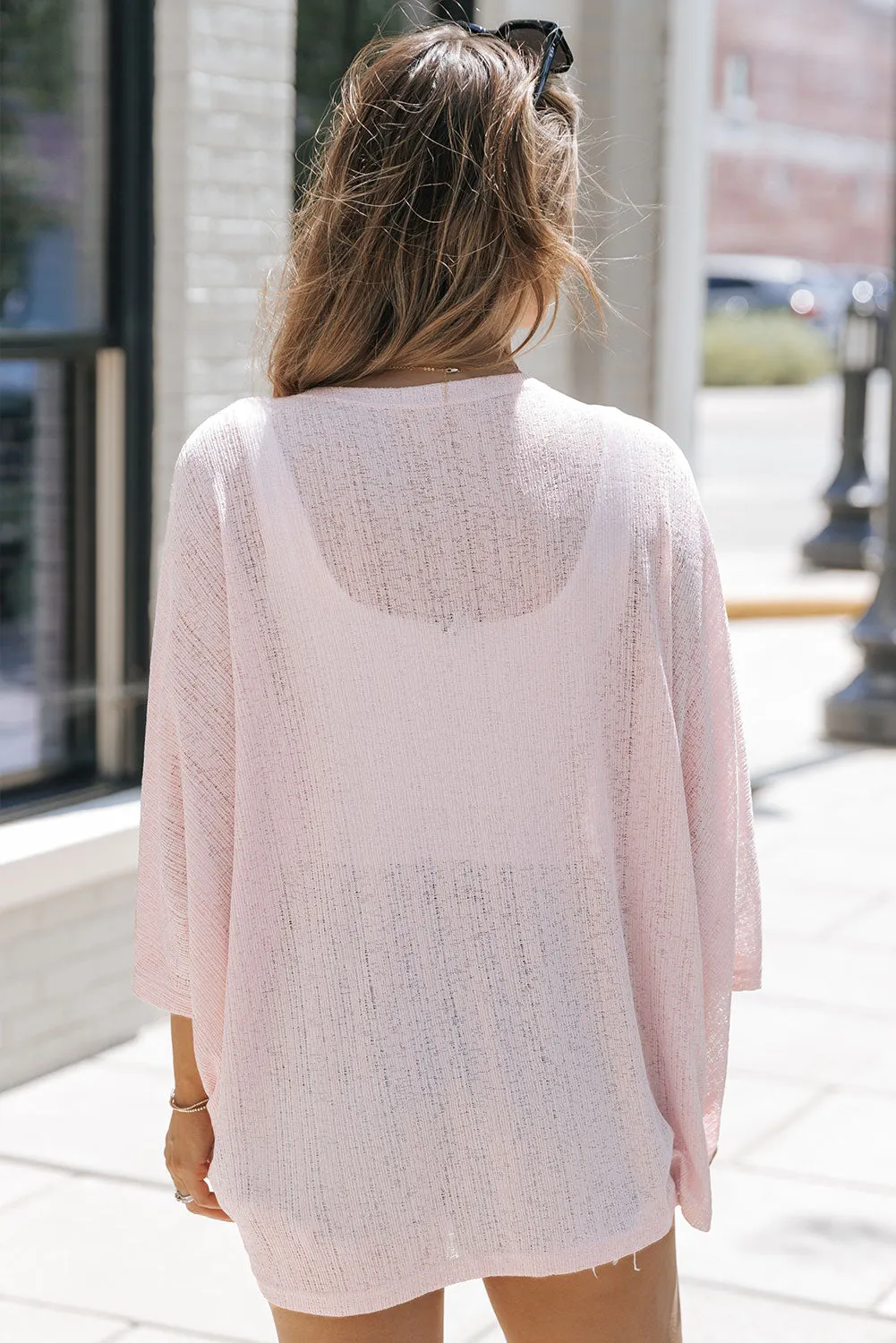 Pink Sheer Lightweight Knit Cardigan