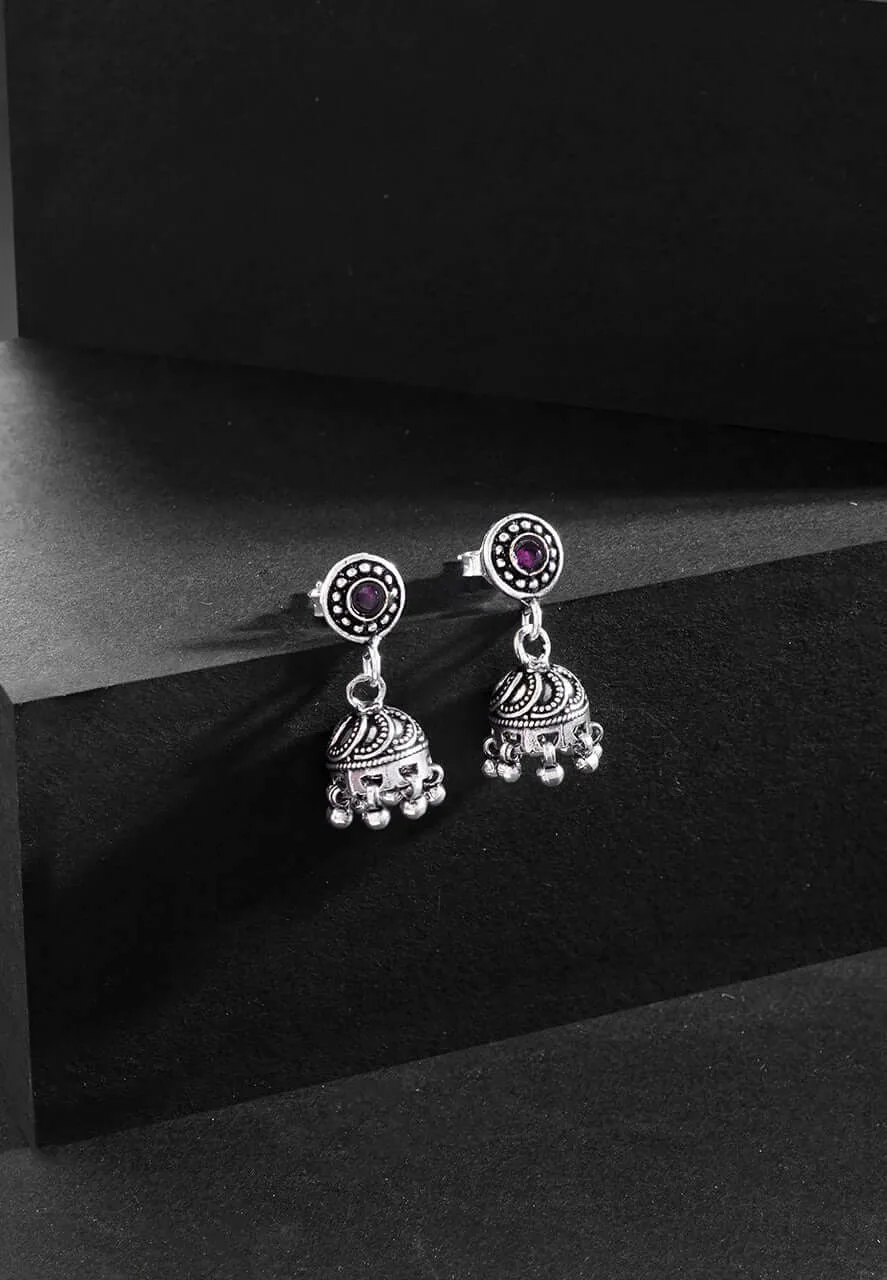 Pink Stone Small Everyday Jhumka Earrings