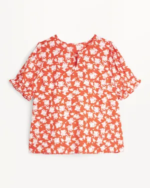 Poppy Puff Sleeve Blouse | Red / Ivory