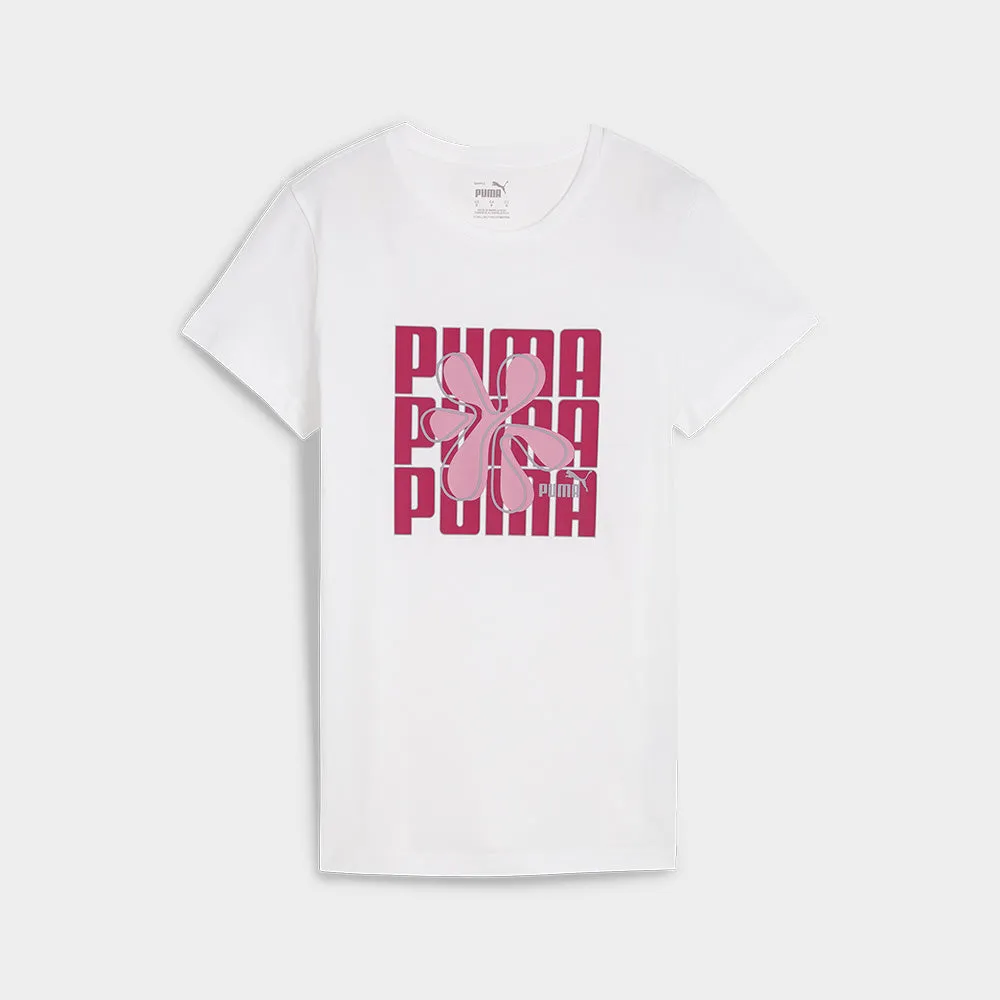 Puma Womens Graphics Wording Tee White/Pink_ 182027 _ White
