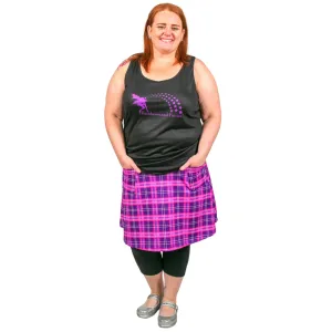 Purple Plaid Short Skirt With Pockets