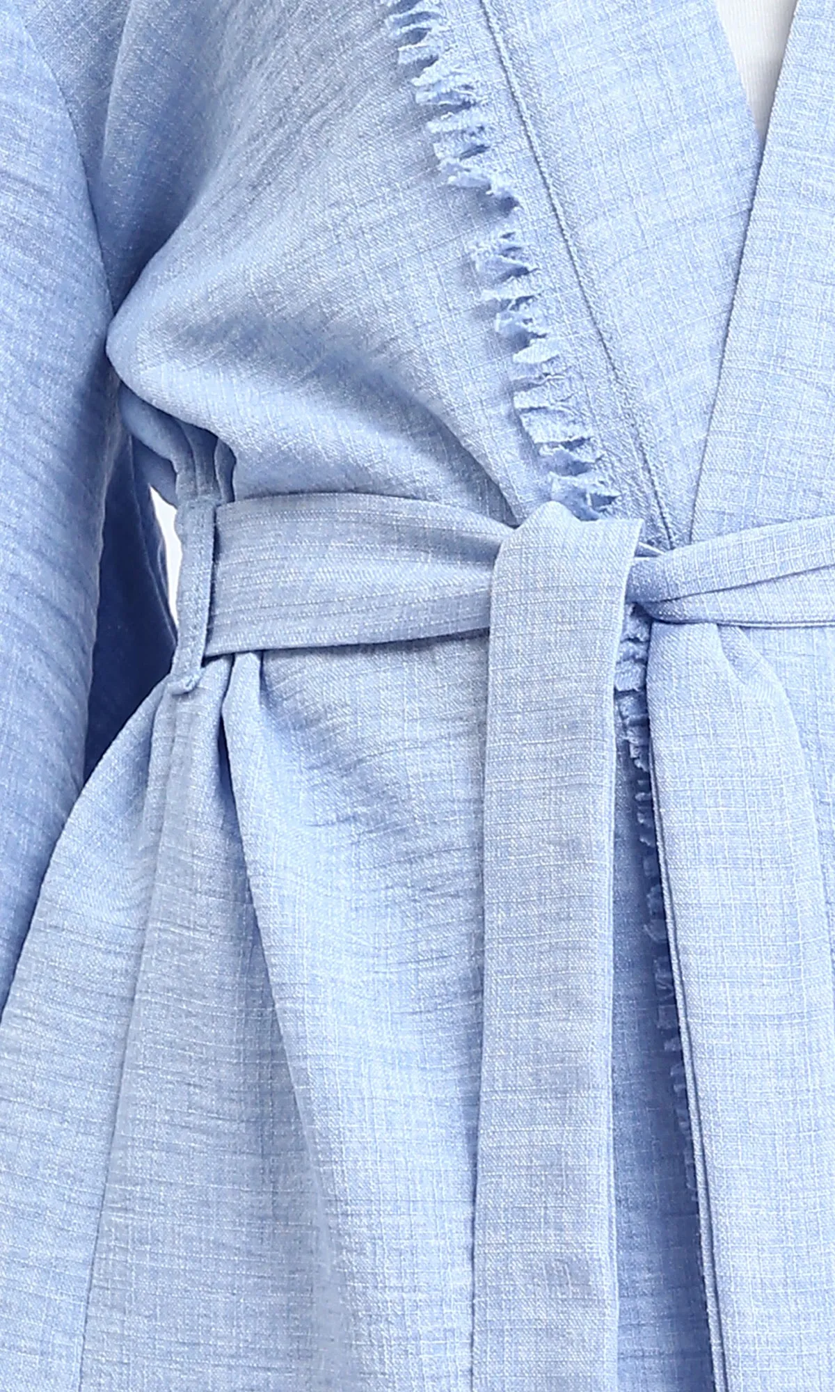R207249 - Wide Long Sleeves Textured Cardigan - Light Blue