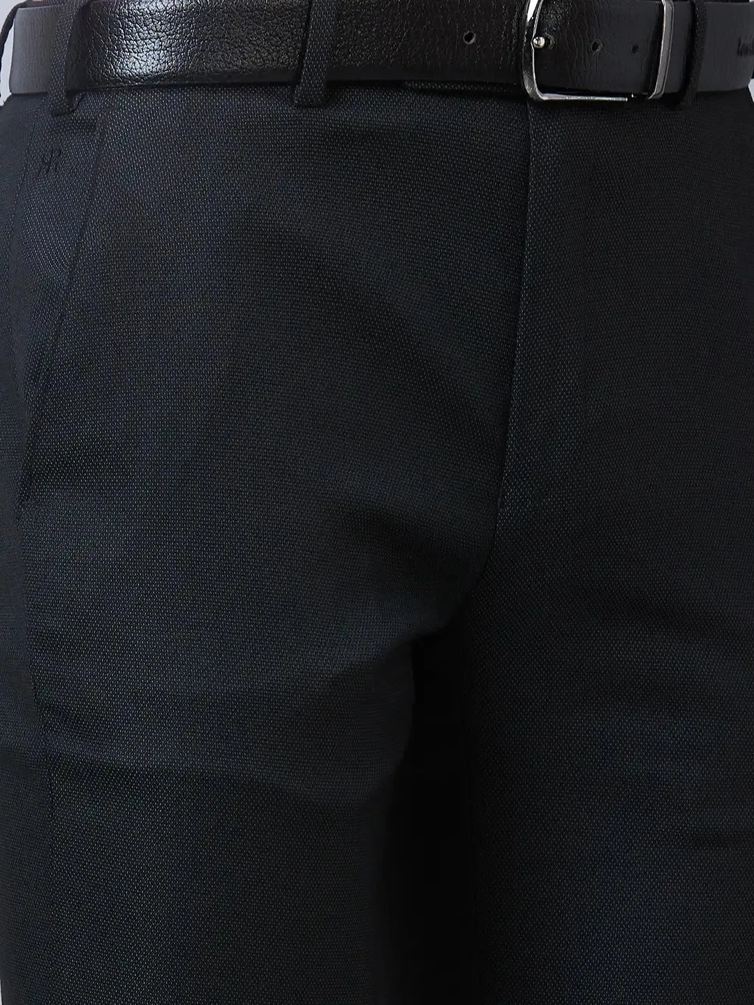 Raymond Men Black Solid Slim Fit Polyester Blend Trousers