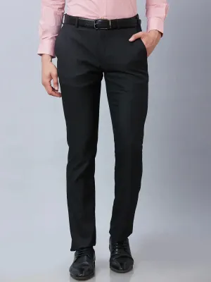 Raymond Men Black Solid Slim Fit Polyester Blend Trousers