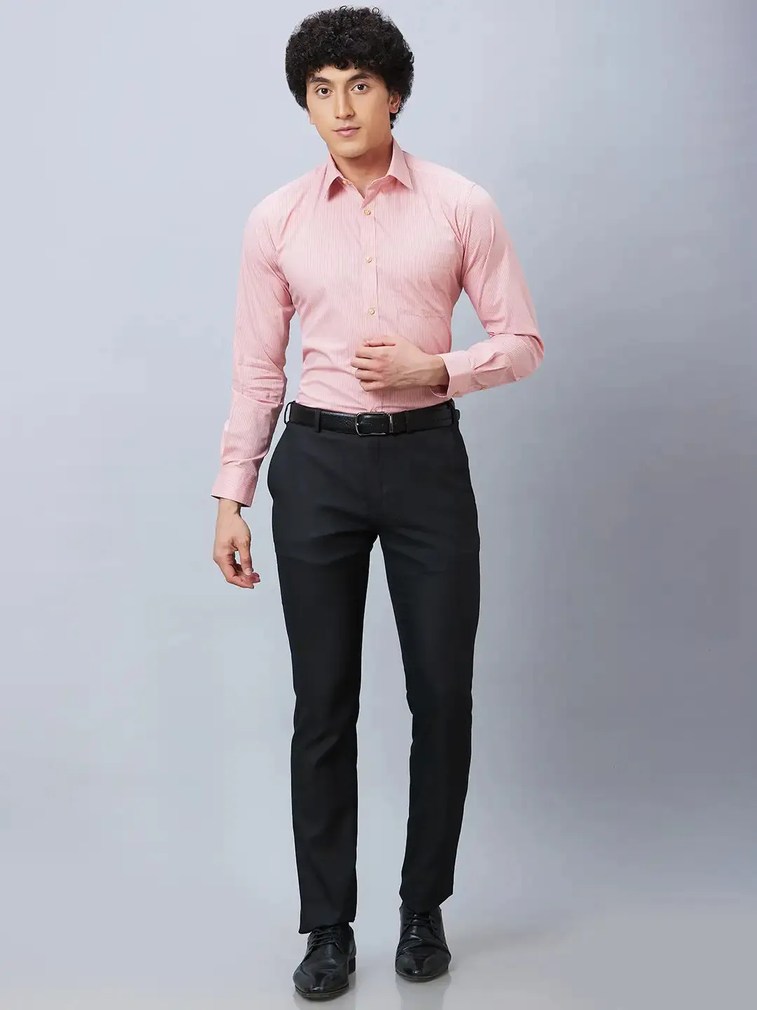 Raymond Men Black Solid Slim Fit Polyester Blend Trousers