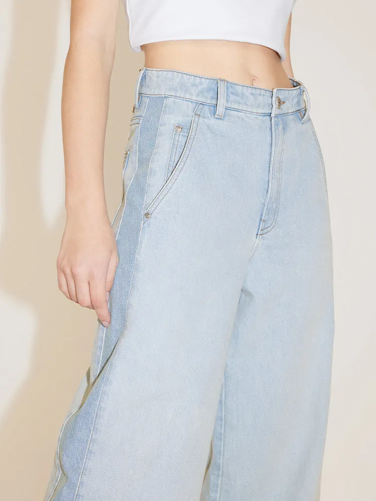 Relaxed Colour Block Wide-Leg Jeans