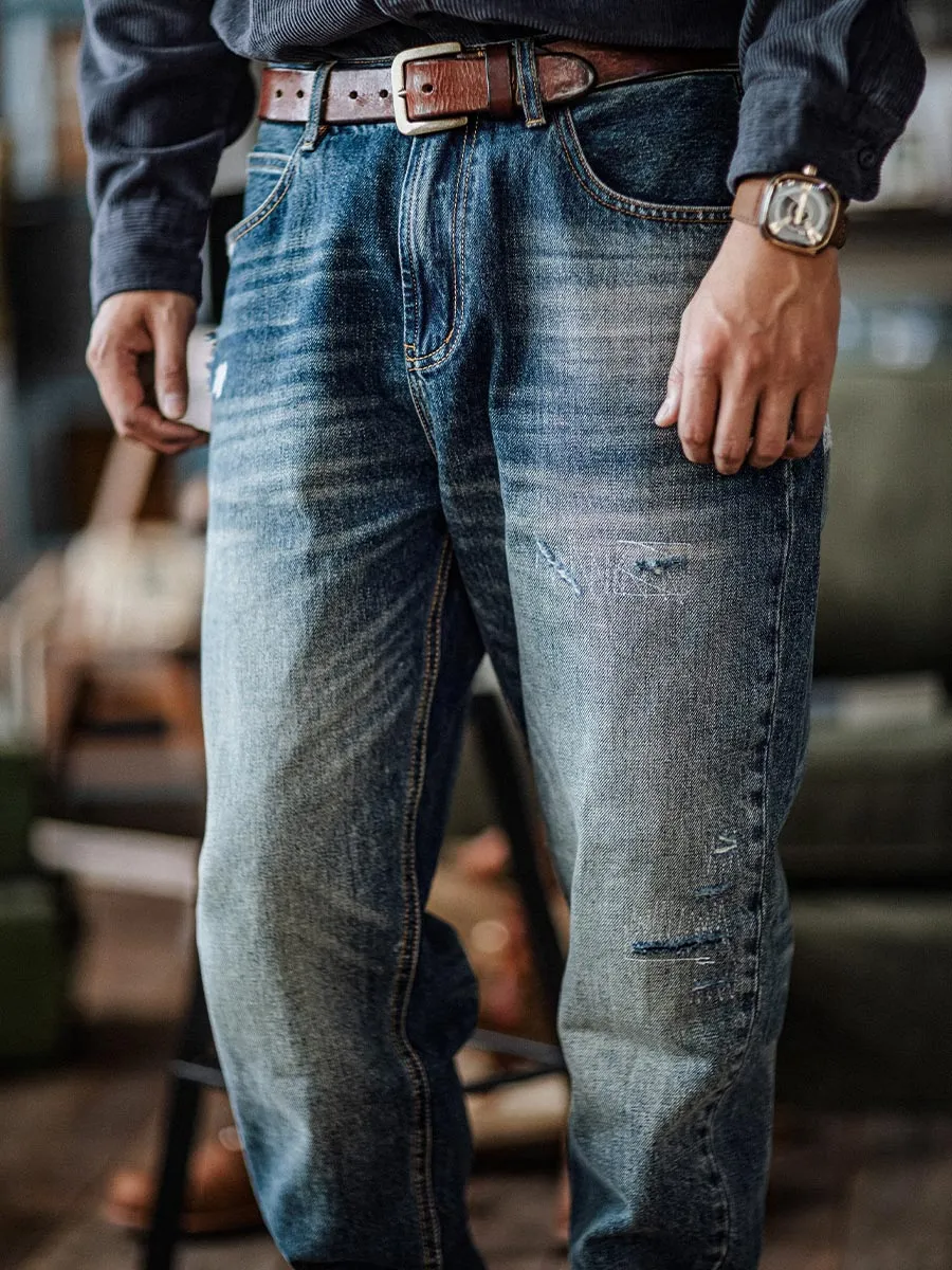 RELAXED PRE-DISTRESSED JEANS