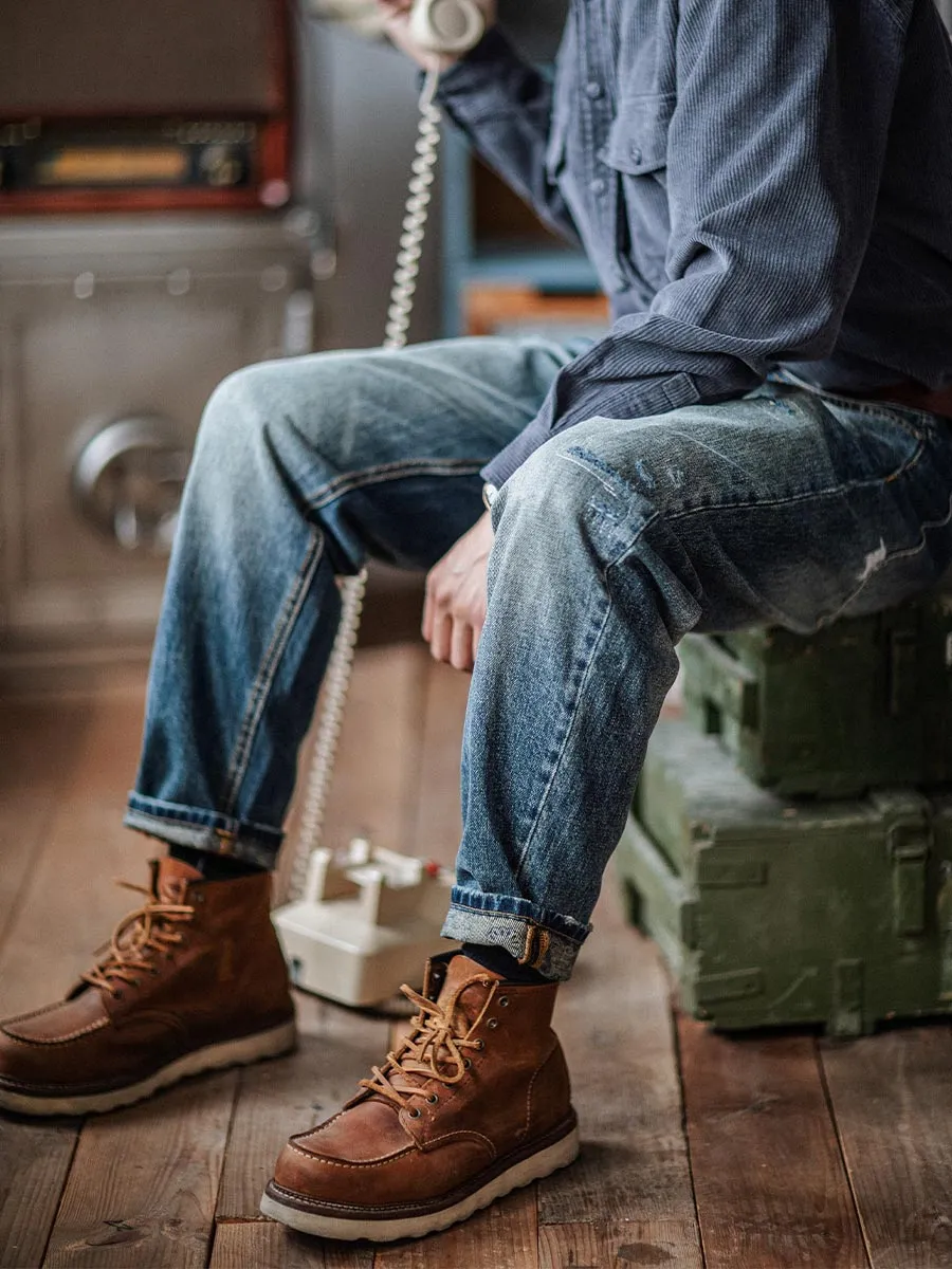 RELAXED PRE-DISTRESSED JEANS
