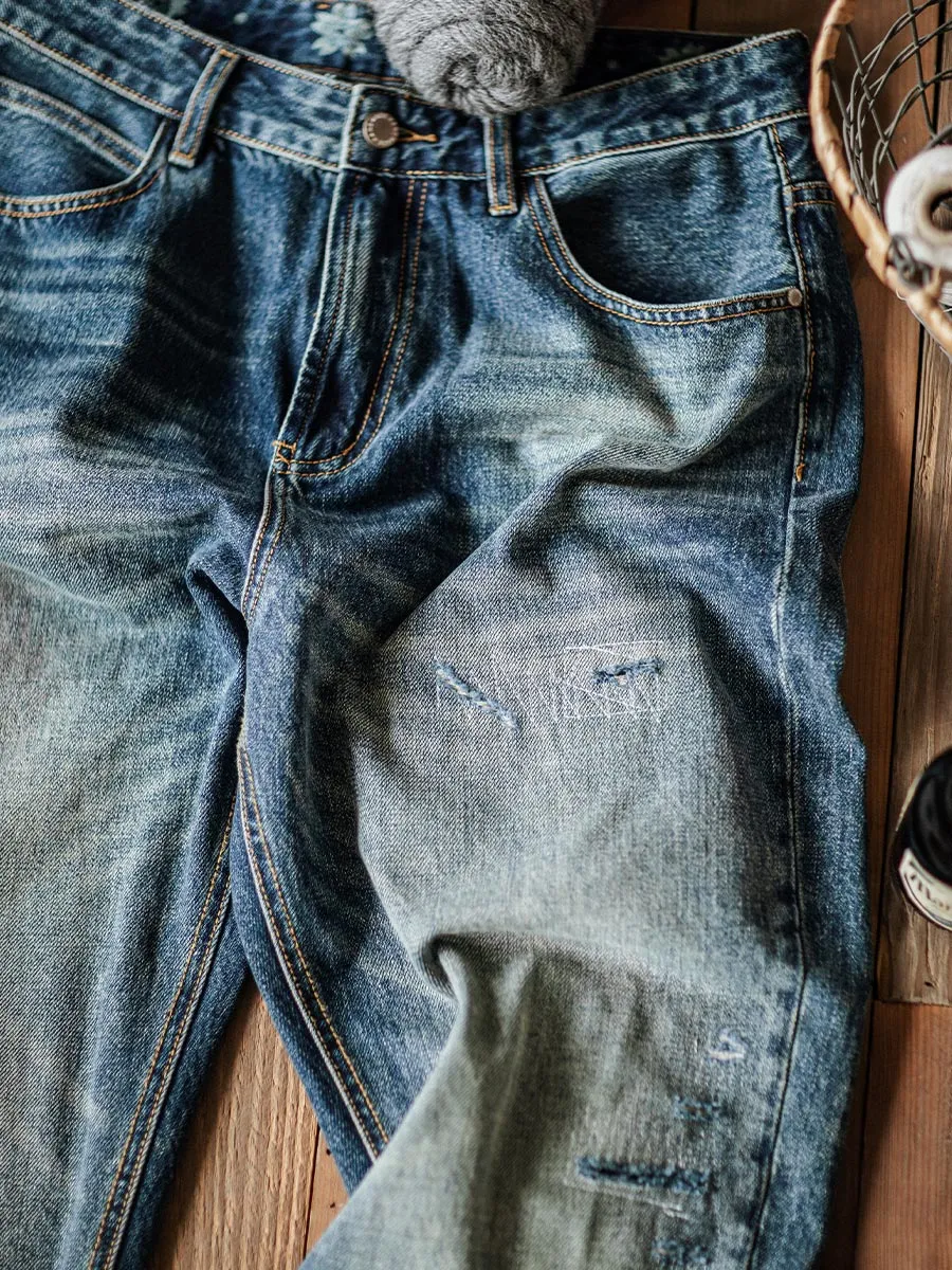 RELAXED PRE-DISTRESSED JEANS
