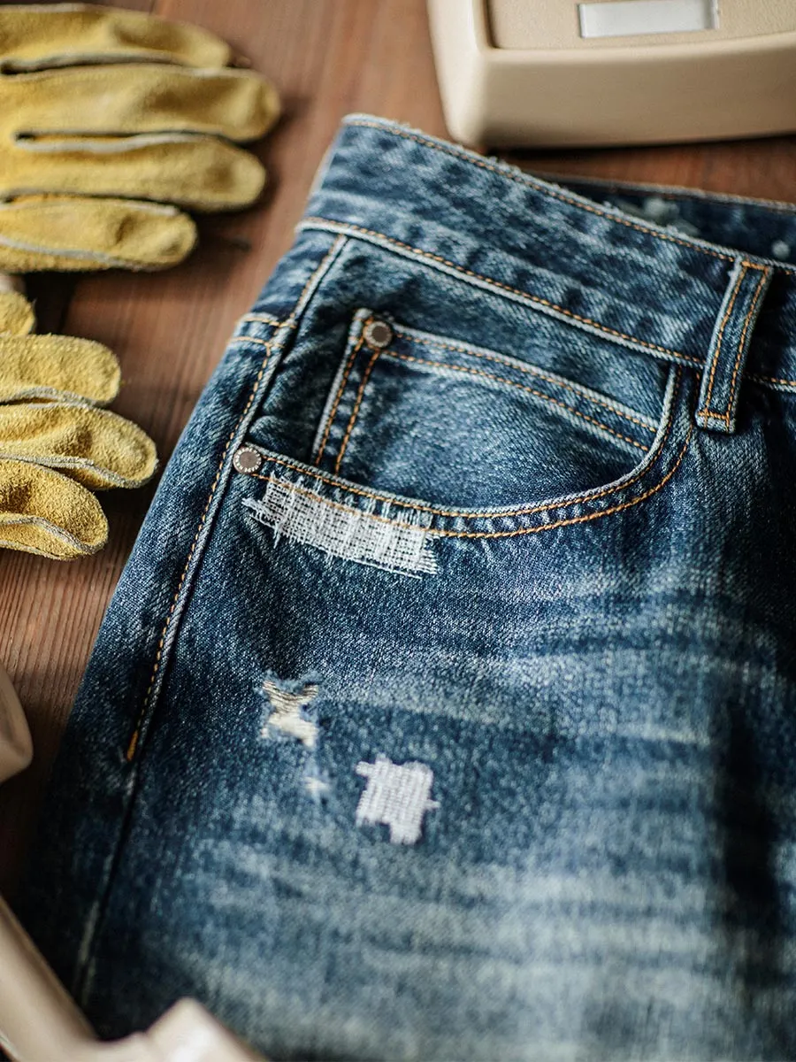 RELAXED PRE-DISTRESSED JEANS